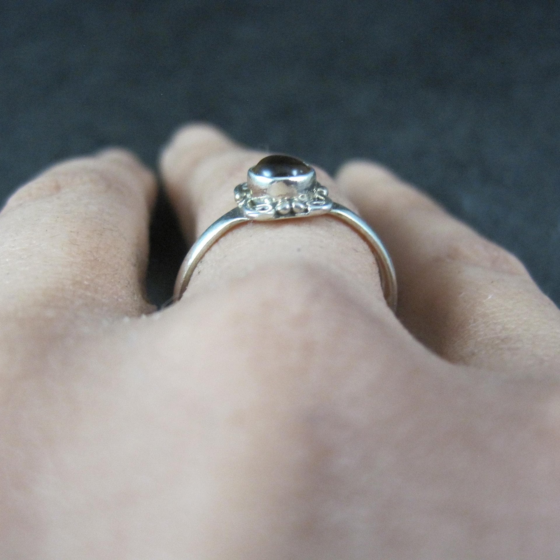 Dainty Sterling Silver Citrine Ring Size 9 Estate Jewelry