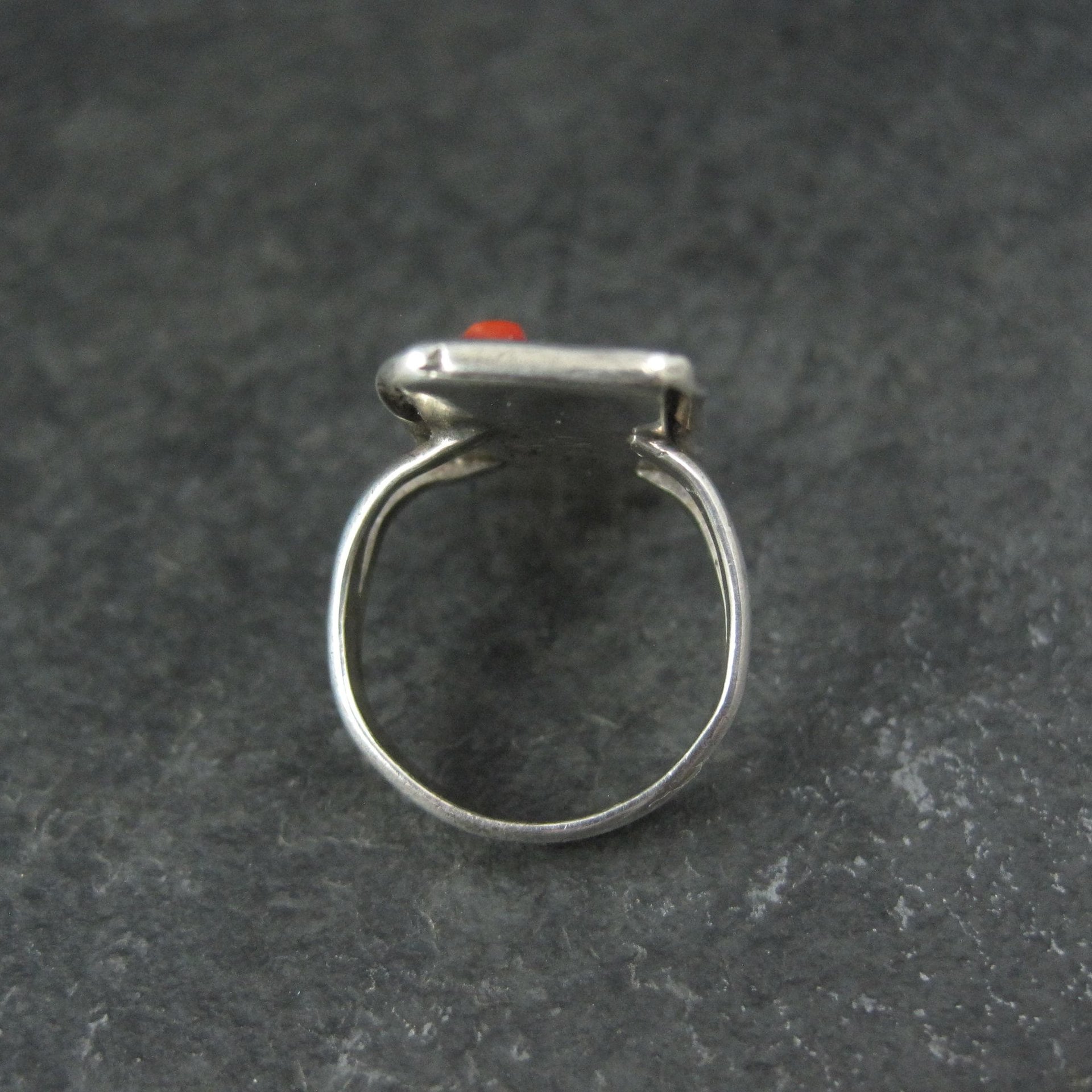Vintage Zuni Coral Inlay Ring Size 5