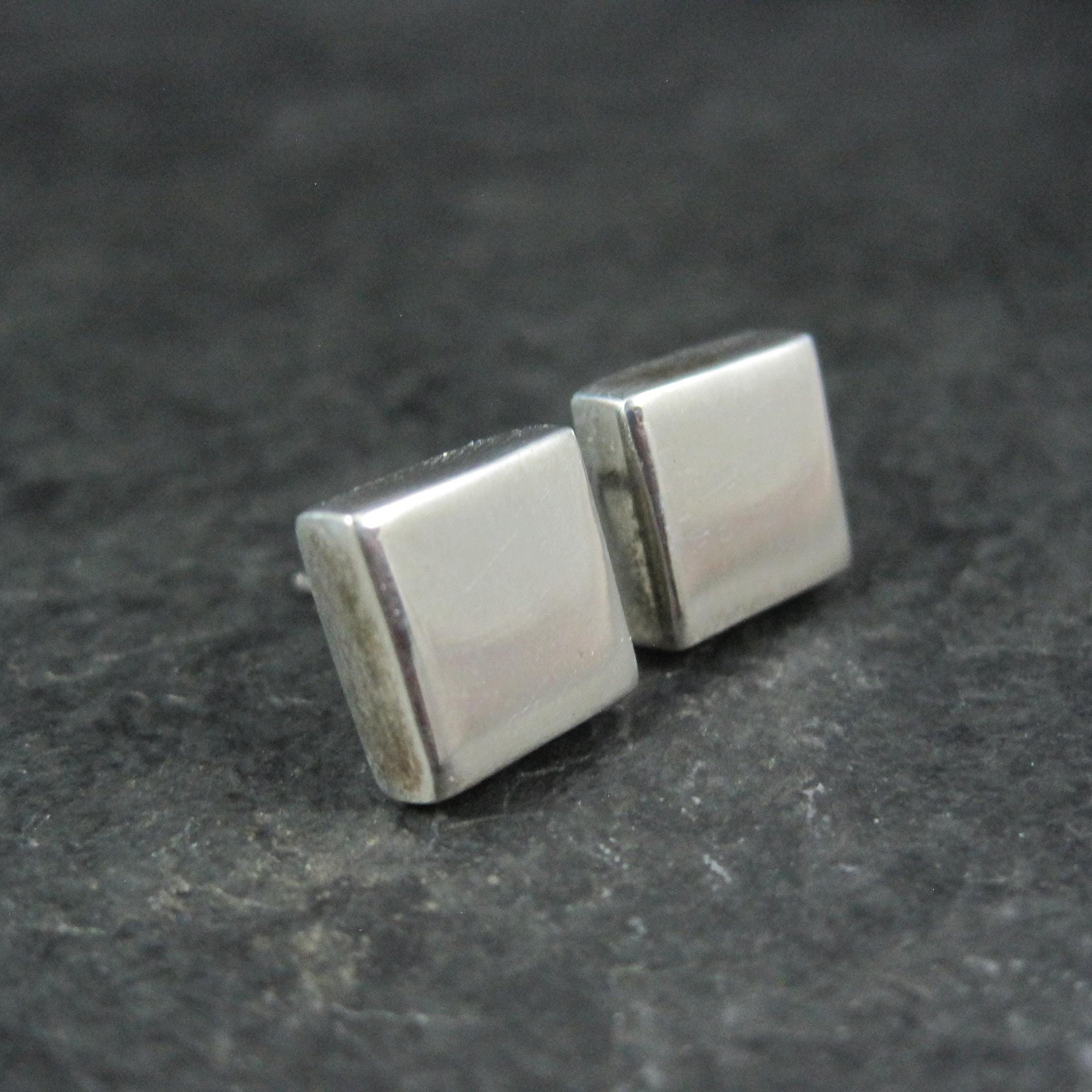 Vintage Sterling Silver Square Earrings 10MM