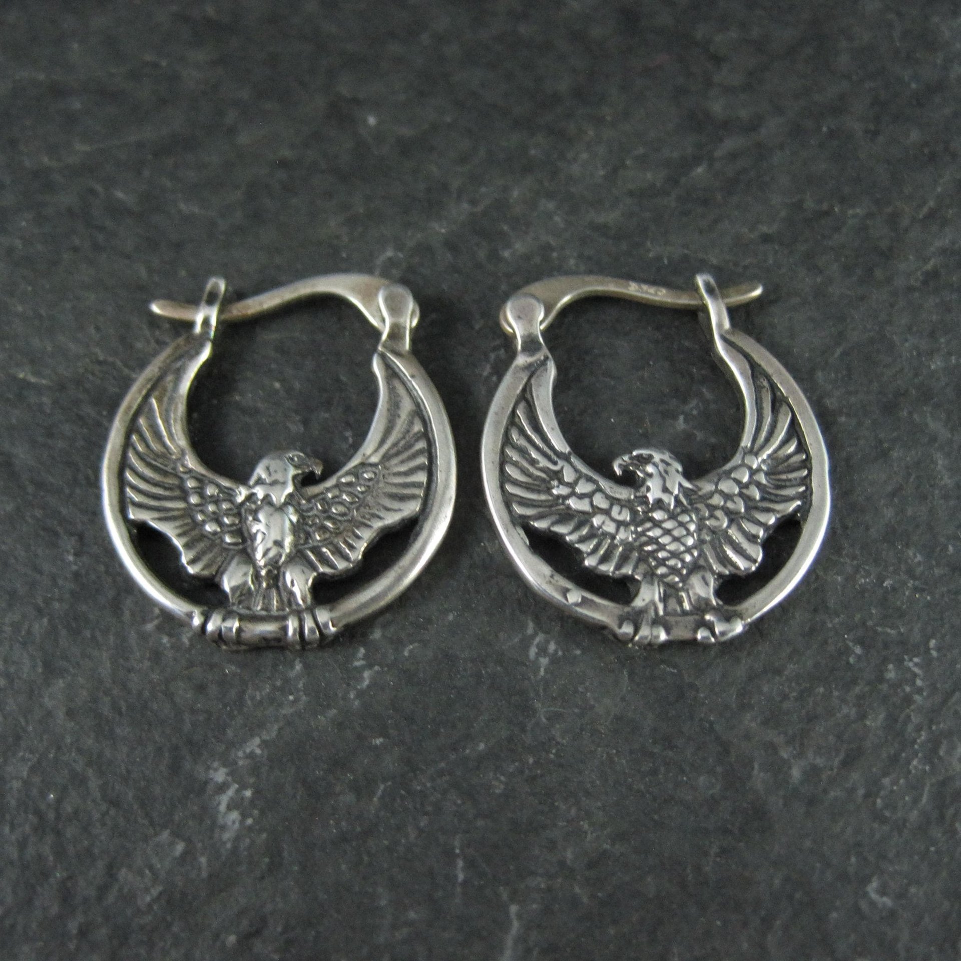 Sterling Silver Eagle Earrings Latch Closures Vintage