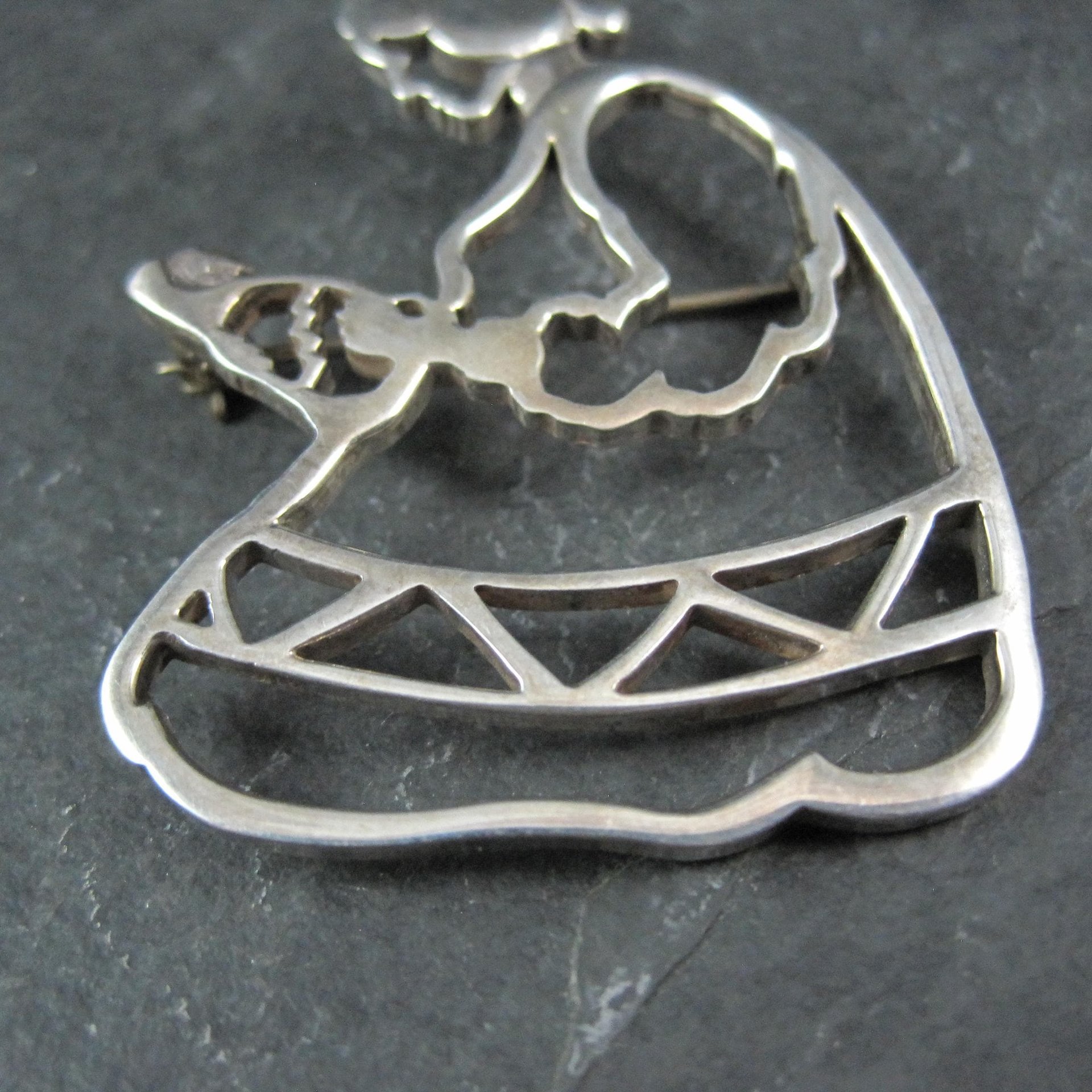 Navajo Mother and Child Brooch Sterling Silver