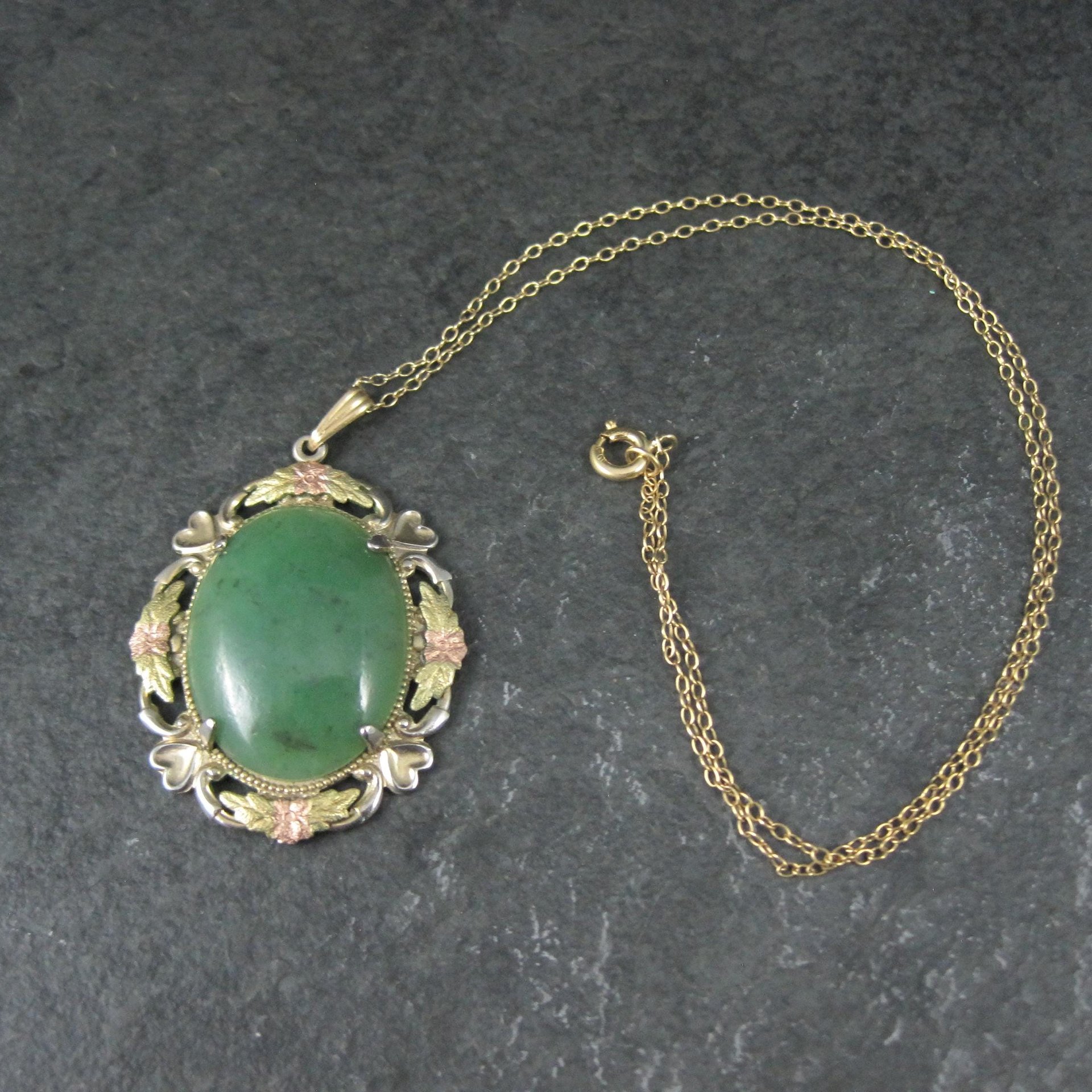 Art Deco 12K Gold Filled Jade Pendant Necklace Lester S Peterson Company