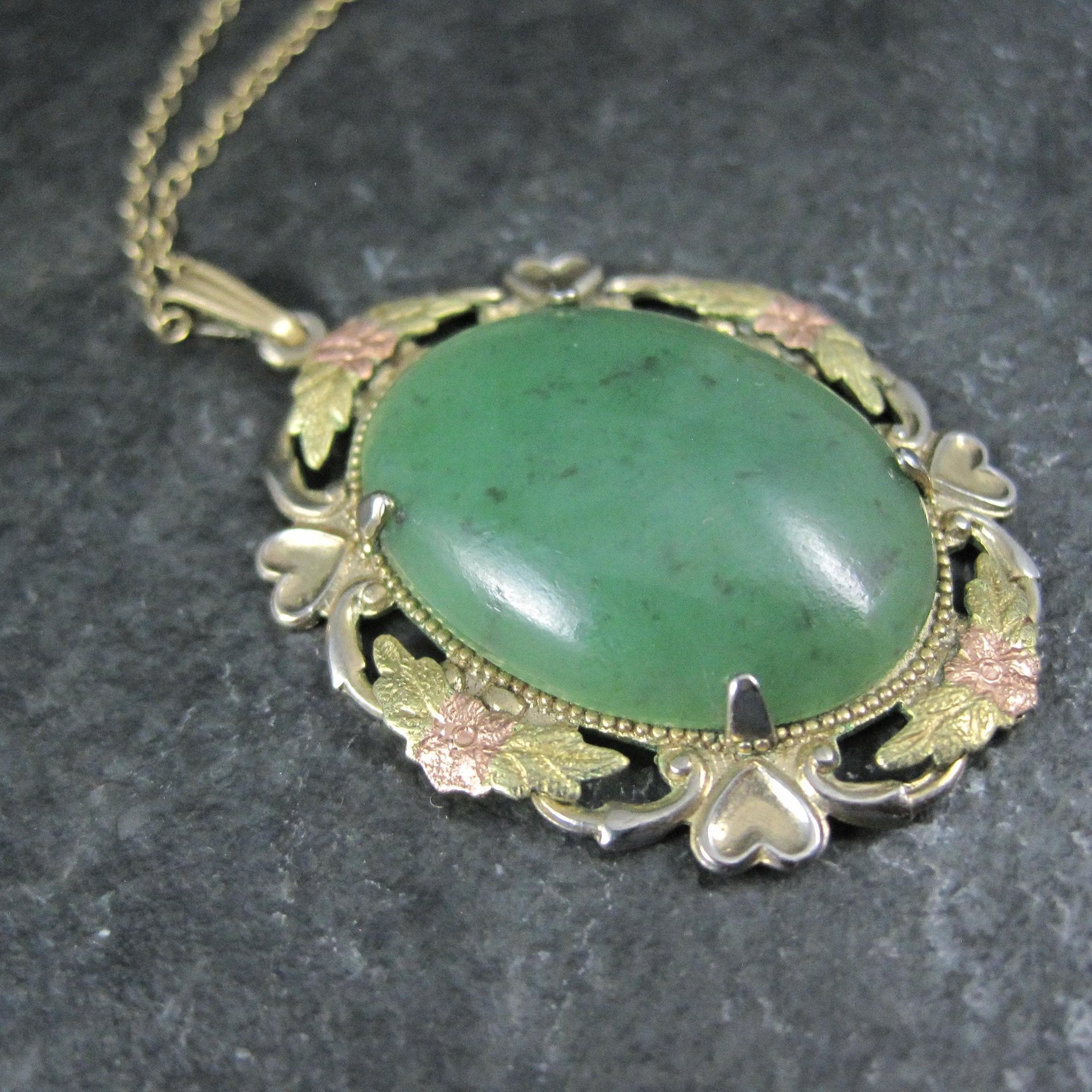 Art Deco 12K Gold Filled Jade Pendant Necklace Lester S Peterson Company