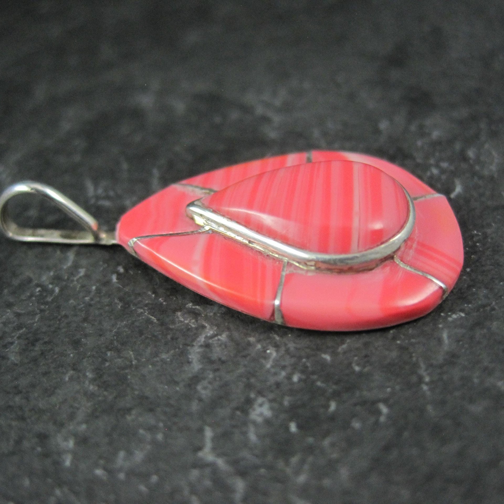 Southwestern Sterling Pink Inlay Pendant