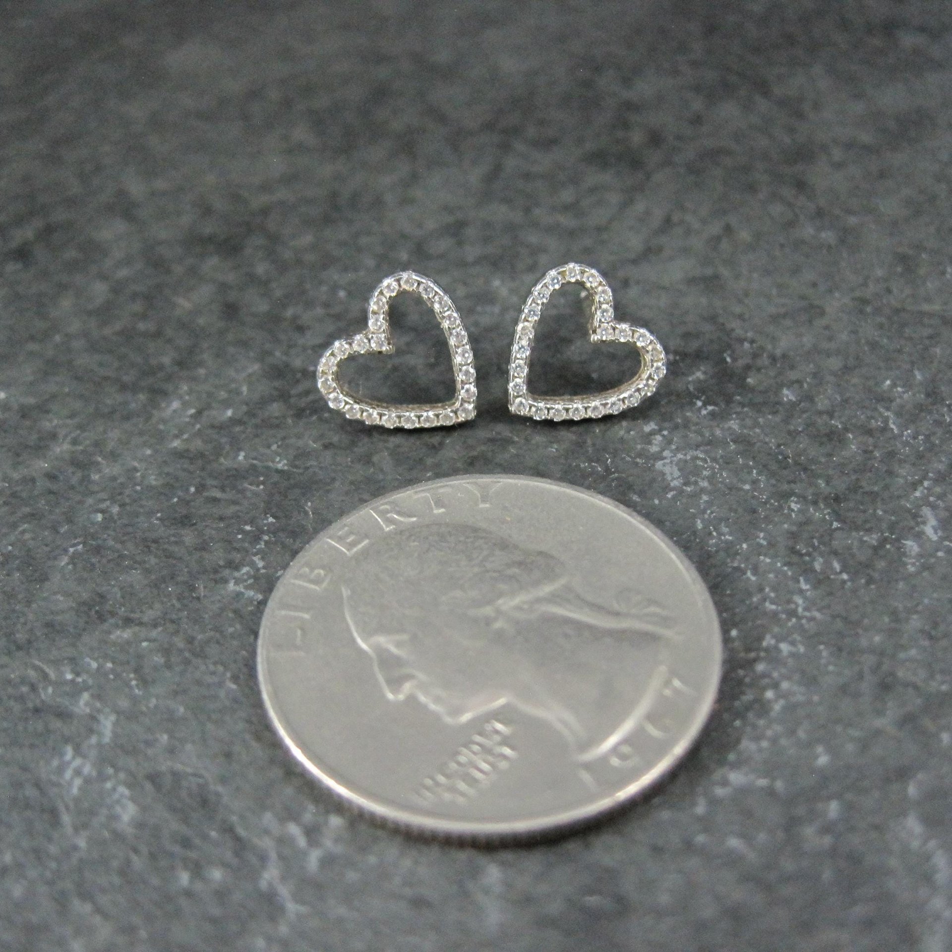 Sterling Silver Cz Heart Earrings