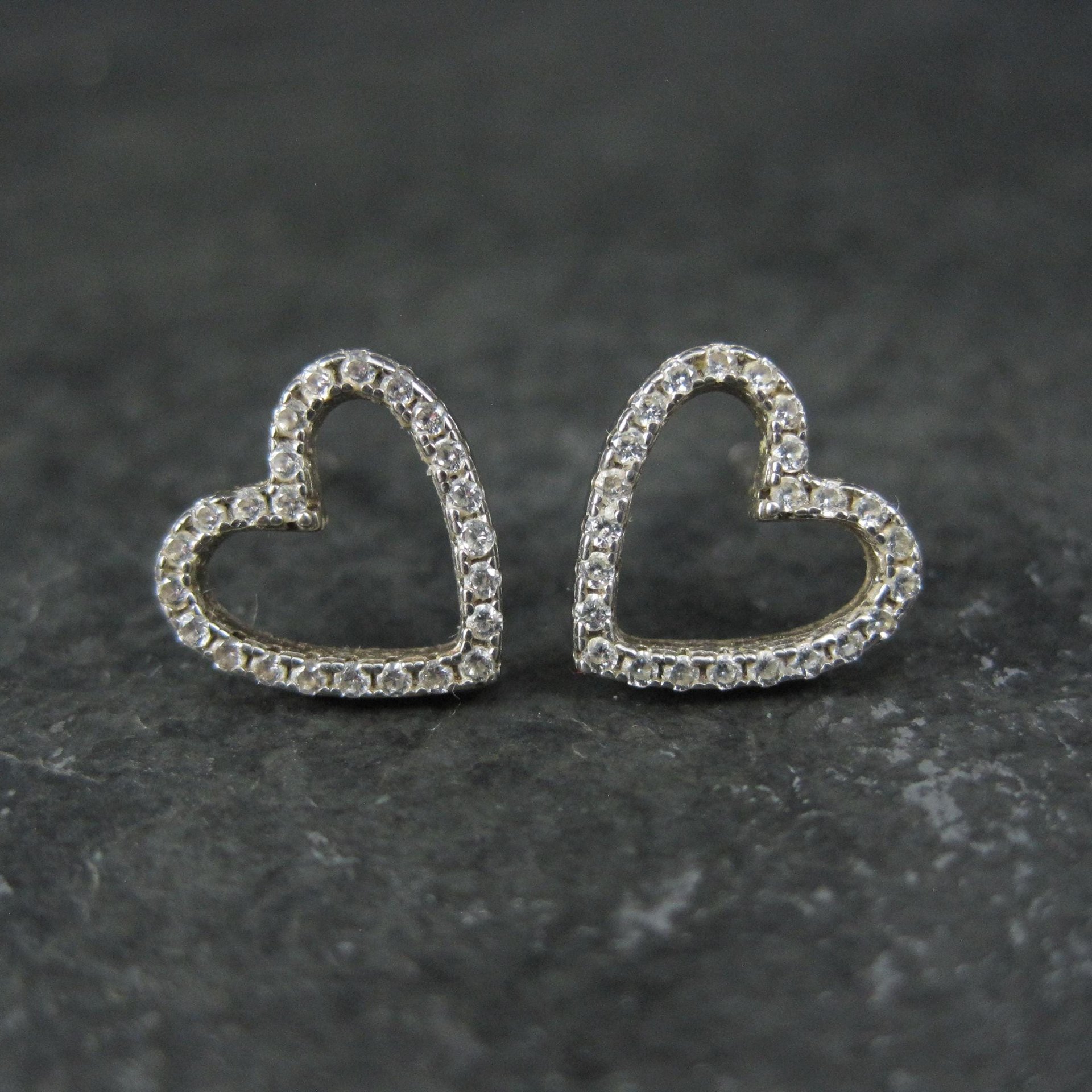 Sterling Silver Cz Heart Earrings