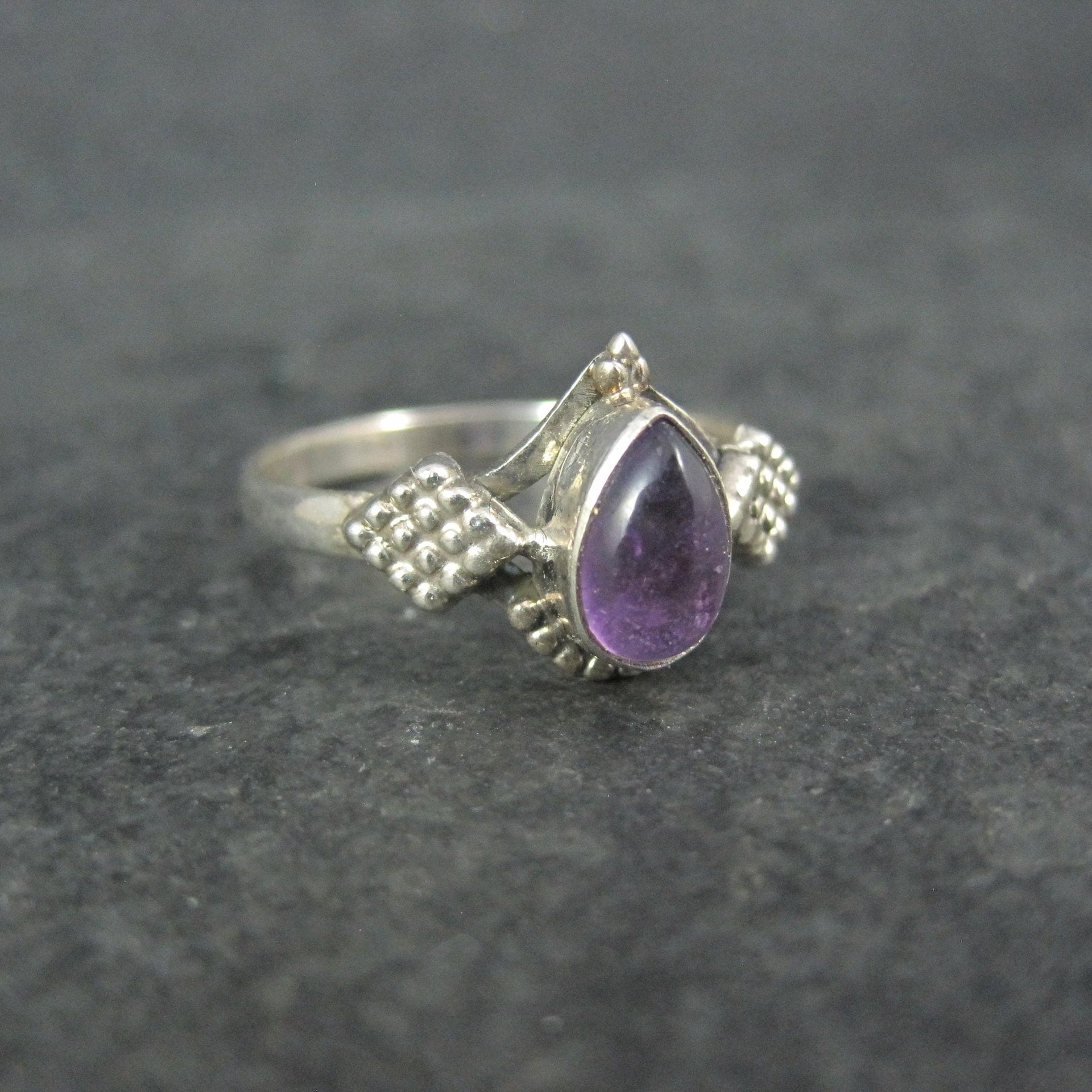 Dainty Sterling Amethyst Ring Size 10 Vintage Silver