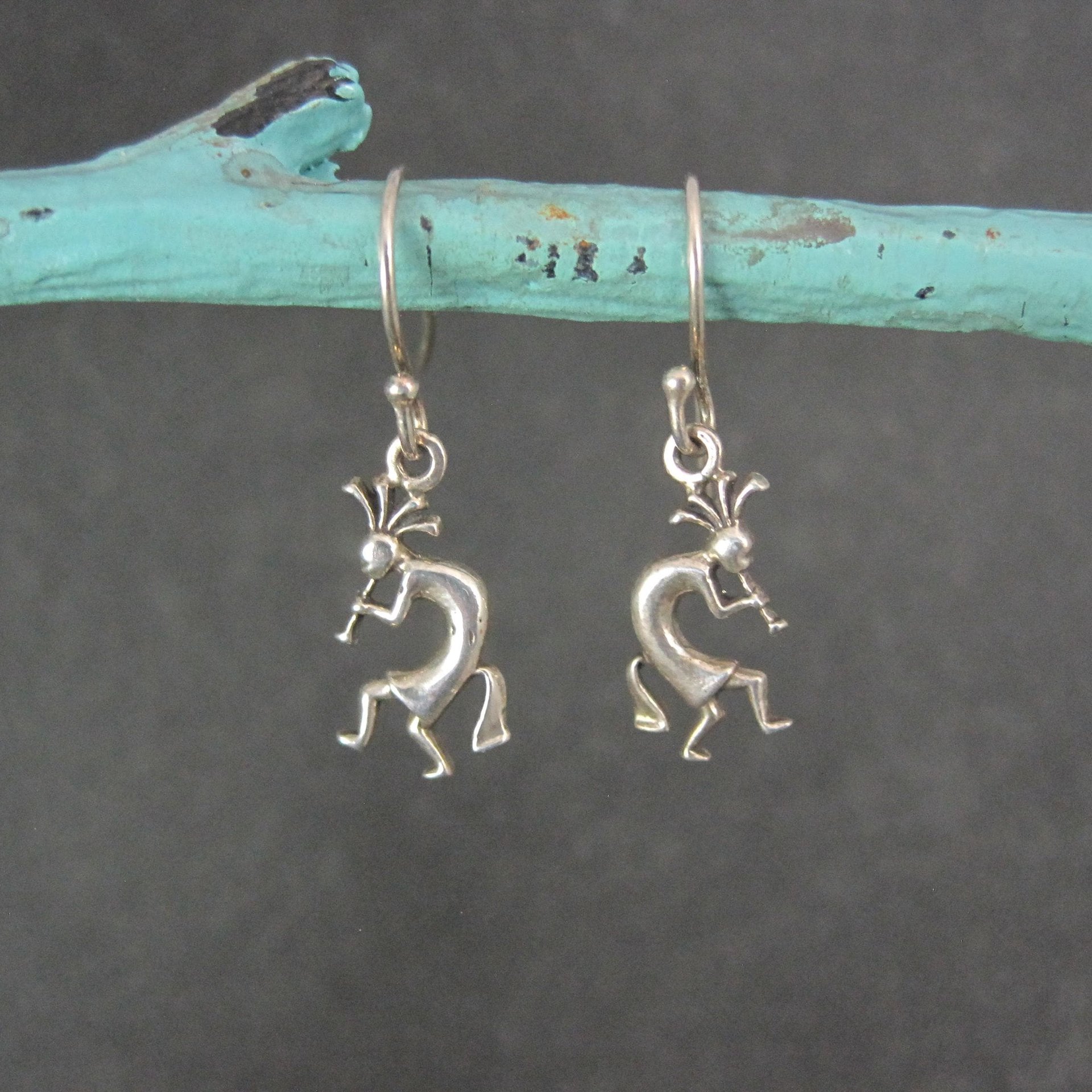 Dainty Sterling Kokopelli Earrings - Vintage Southwestern Silver Dangles