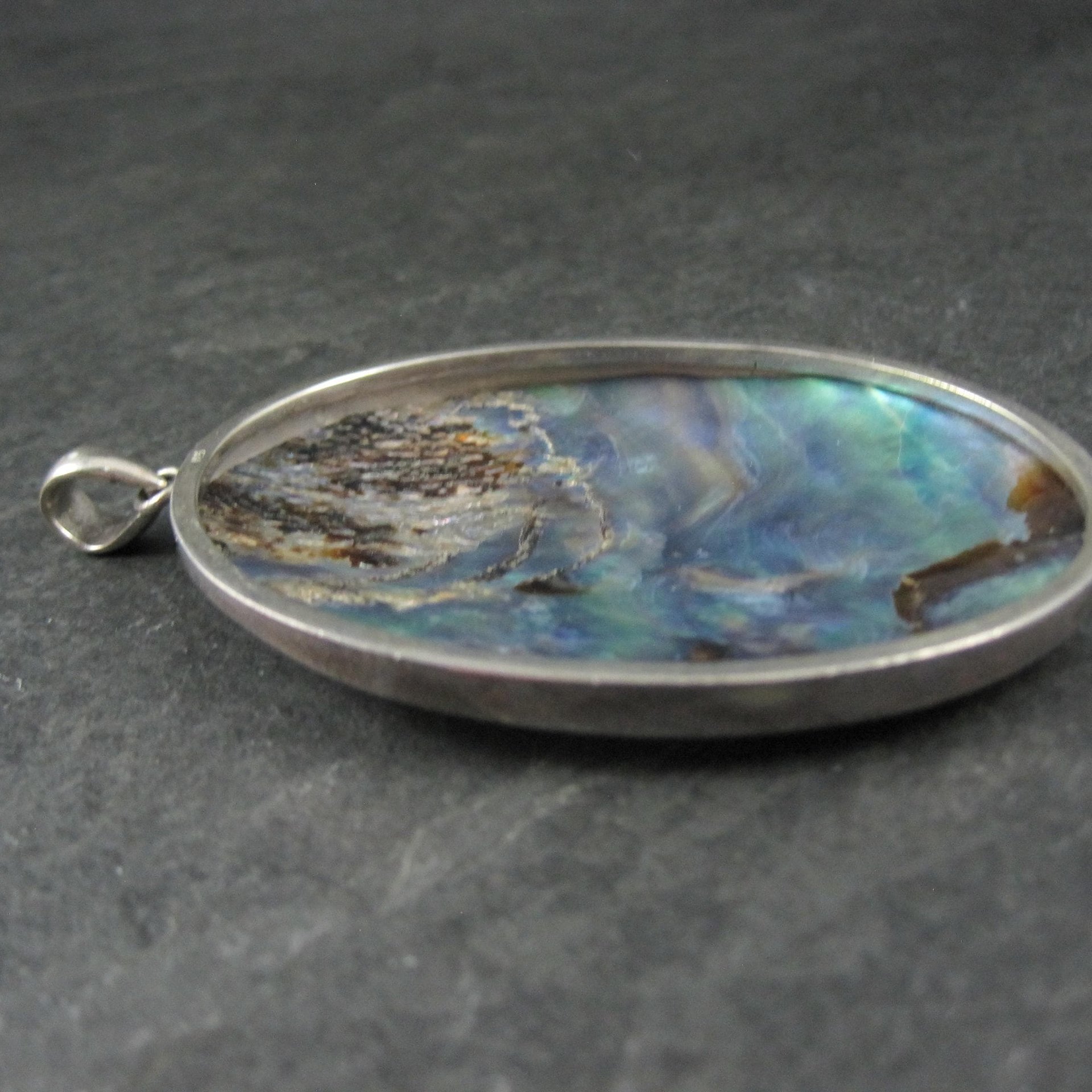 Large Sterling Silver Abalone Pendant