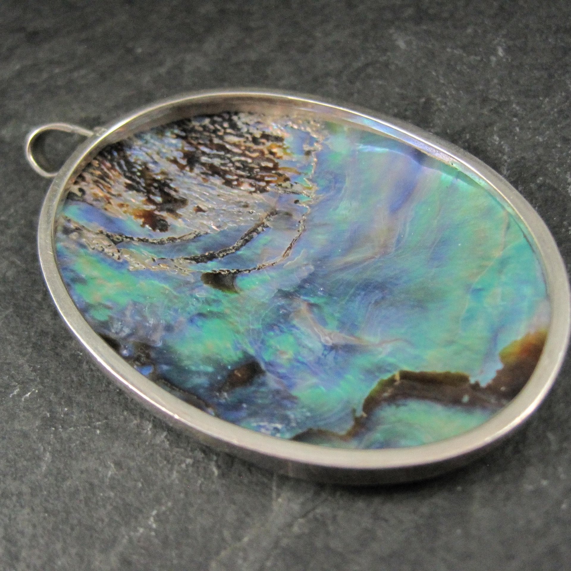 Large Sterling Silver Abalone Pendant