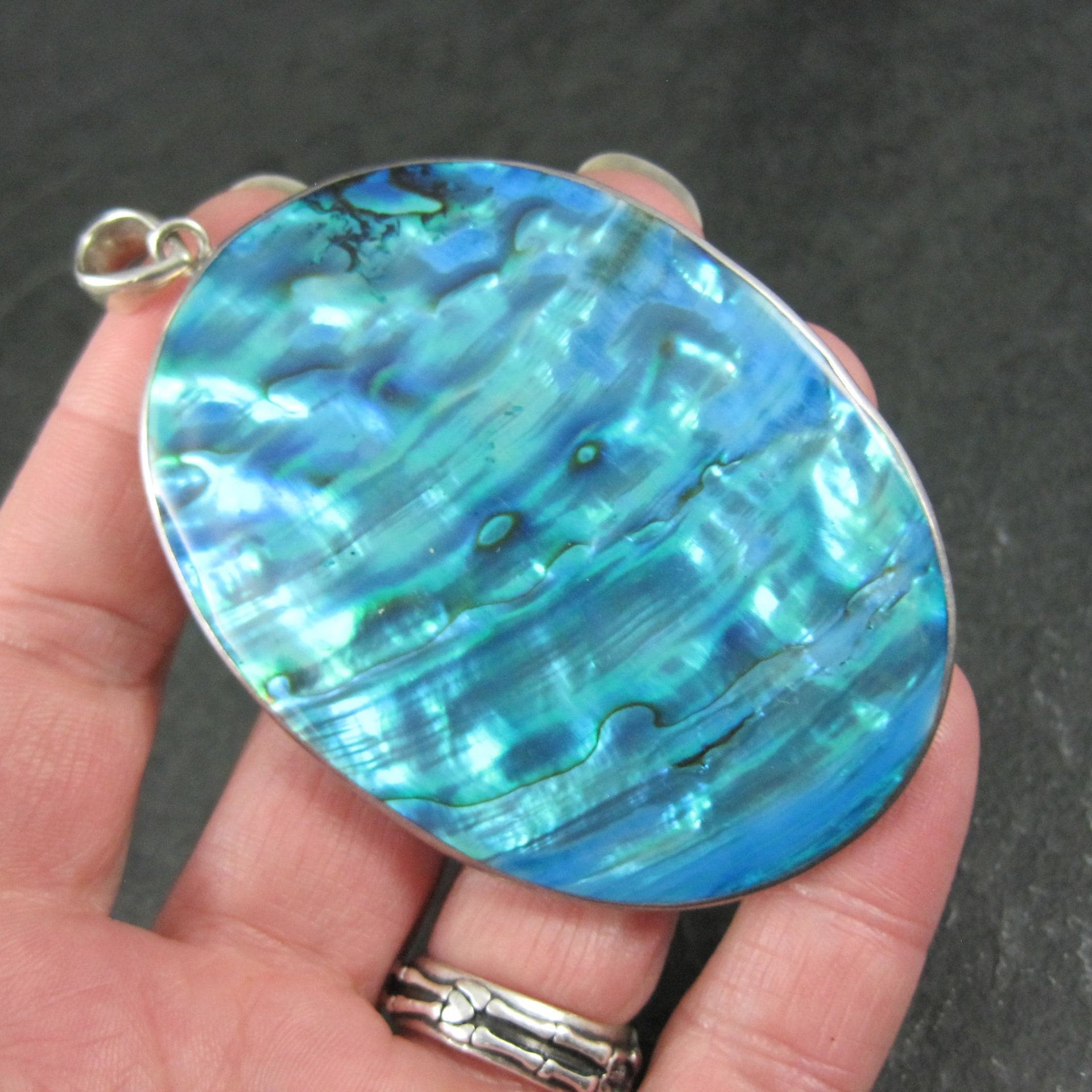 Large Sterling Silver Abalone Pendant