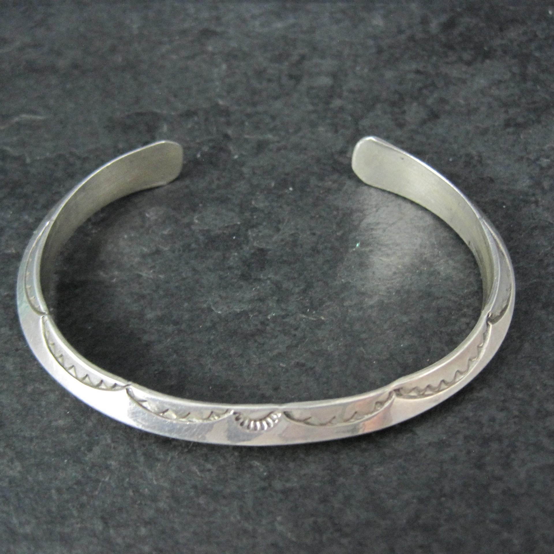 Southwestern Sterling Carinated Cuff Bracelet Tahe 6.75 Inches