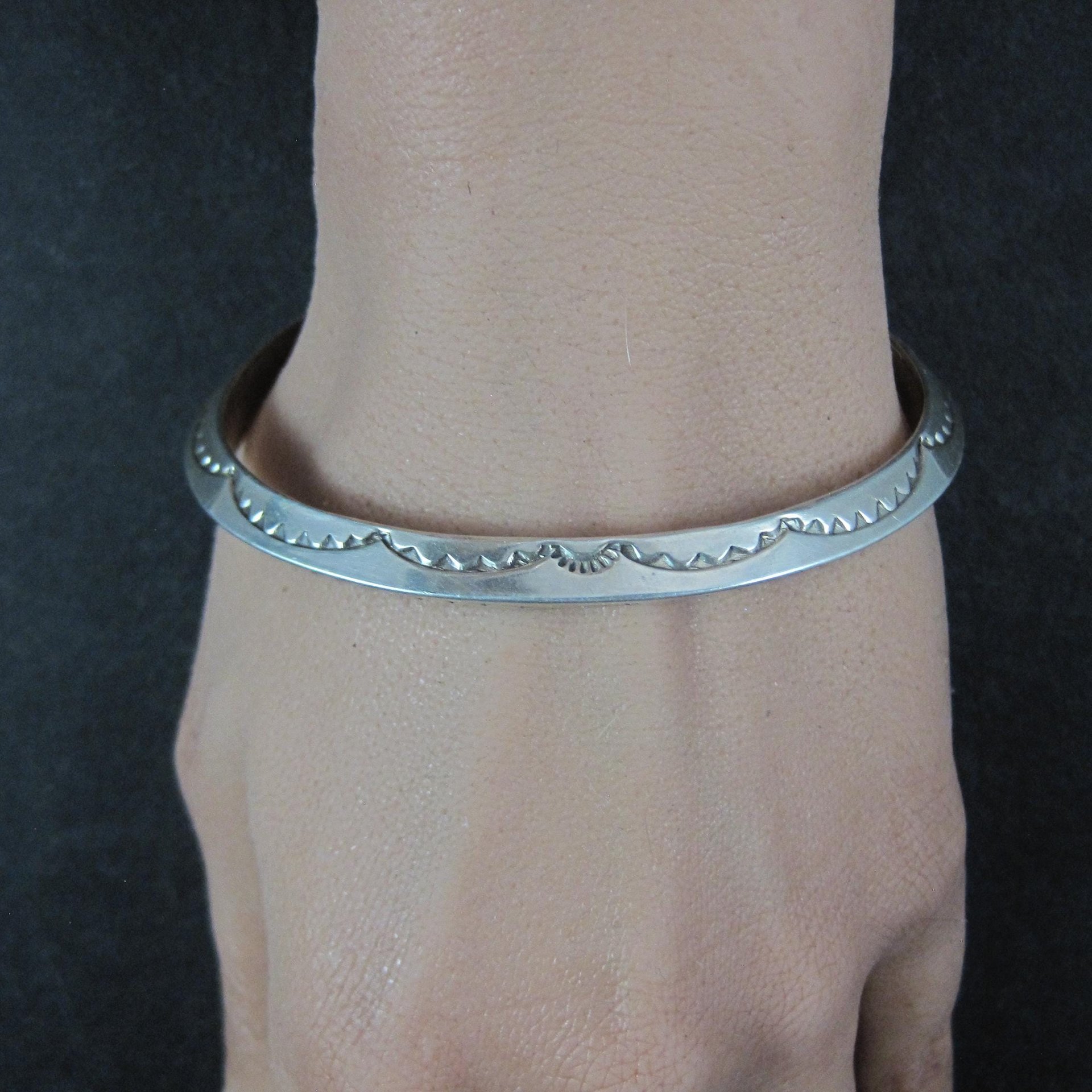 Southwestern Sterling Carinated Cuff Bracelet Tahe 6.75 Inches