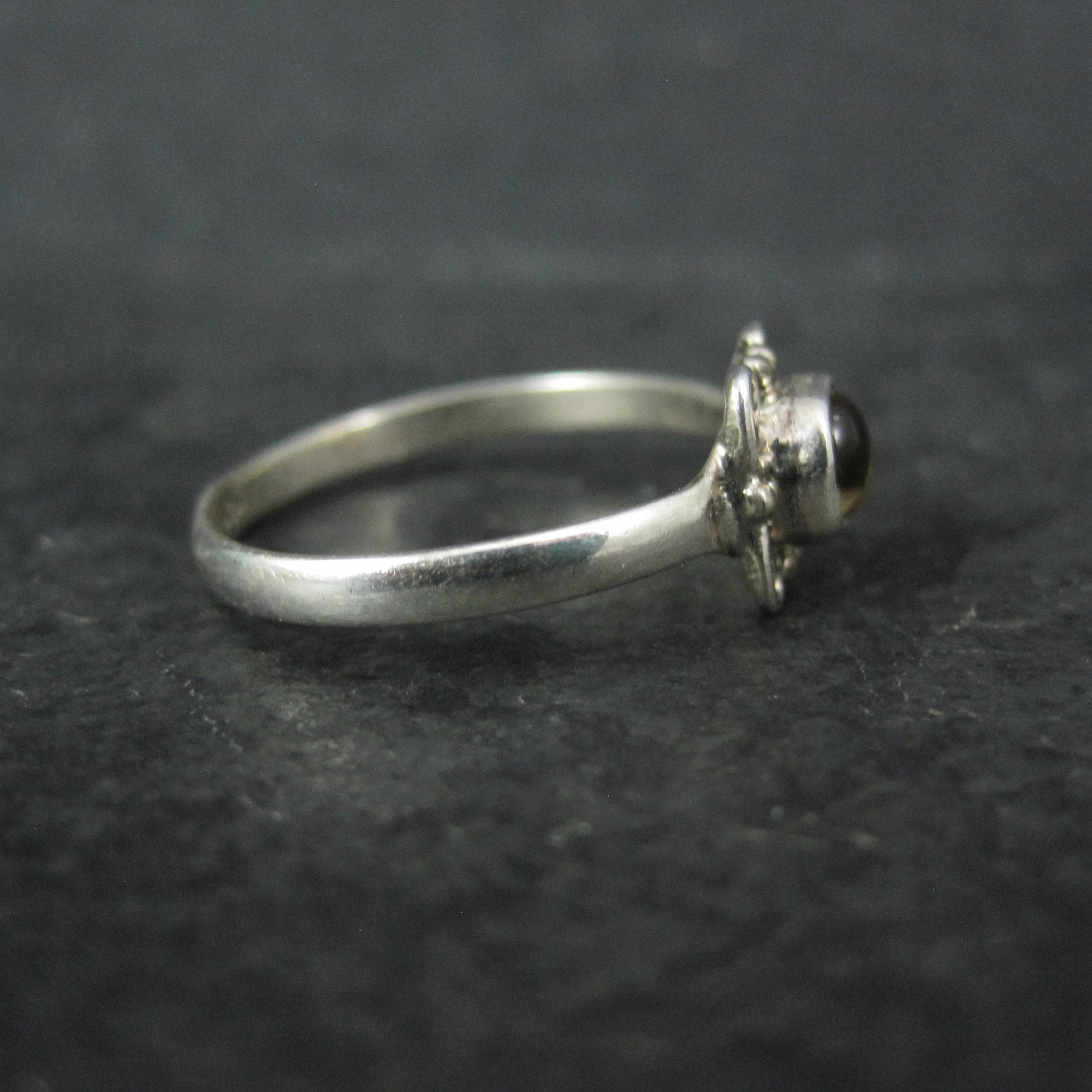 Dainty Sterling Silver Citrine Ring Size 9 Estate Jewelry