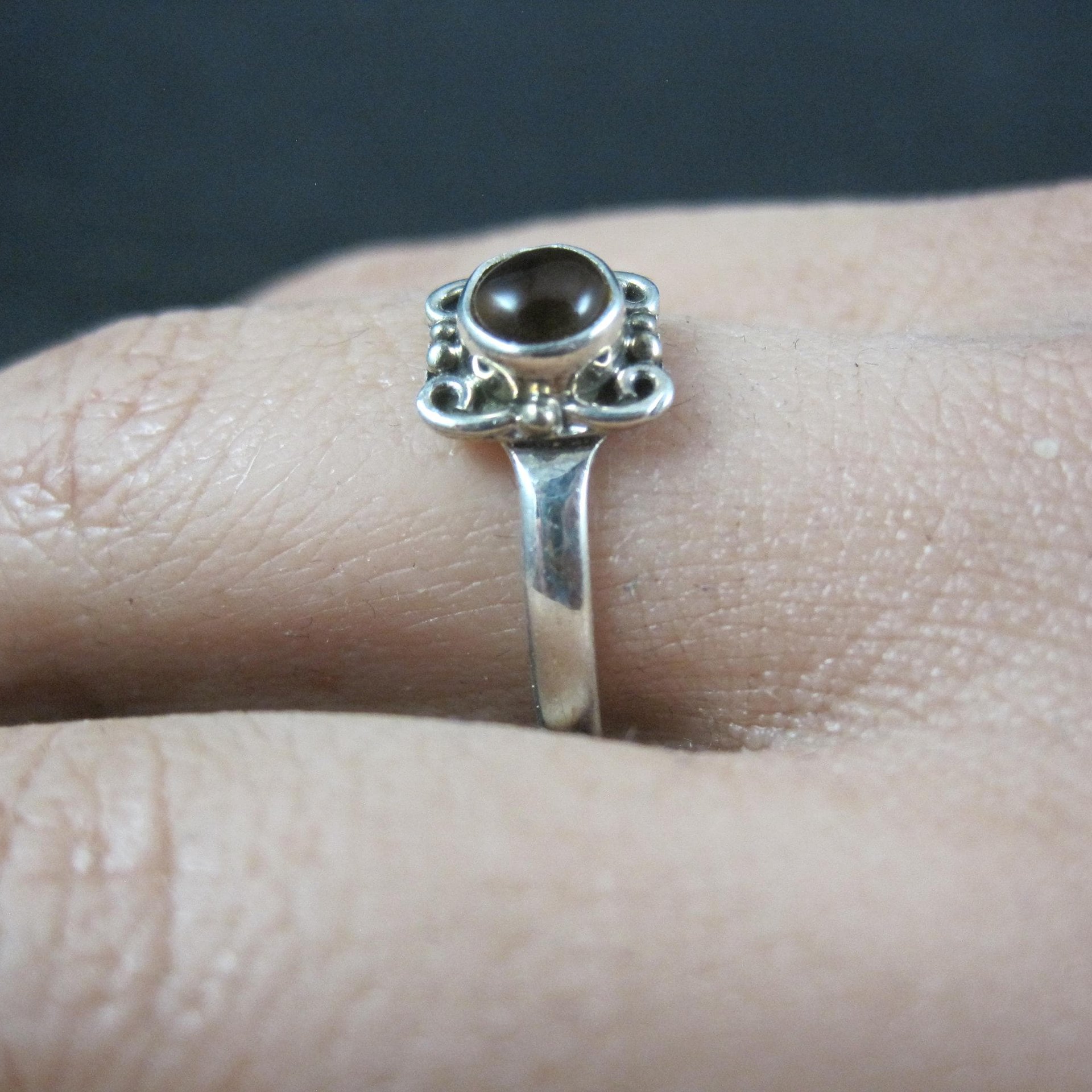 Dainty Sterling Silver Citrine Ring Size 9 Estate Jewelry