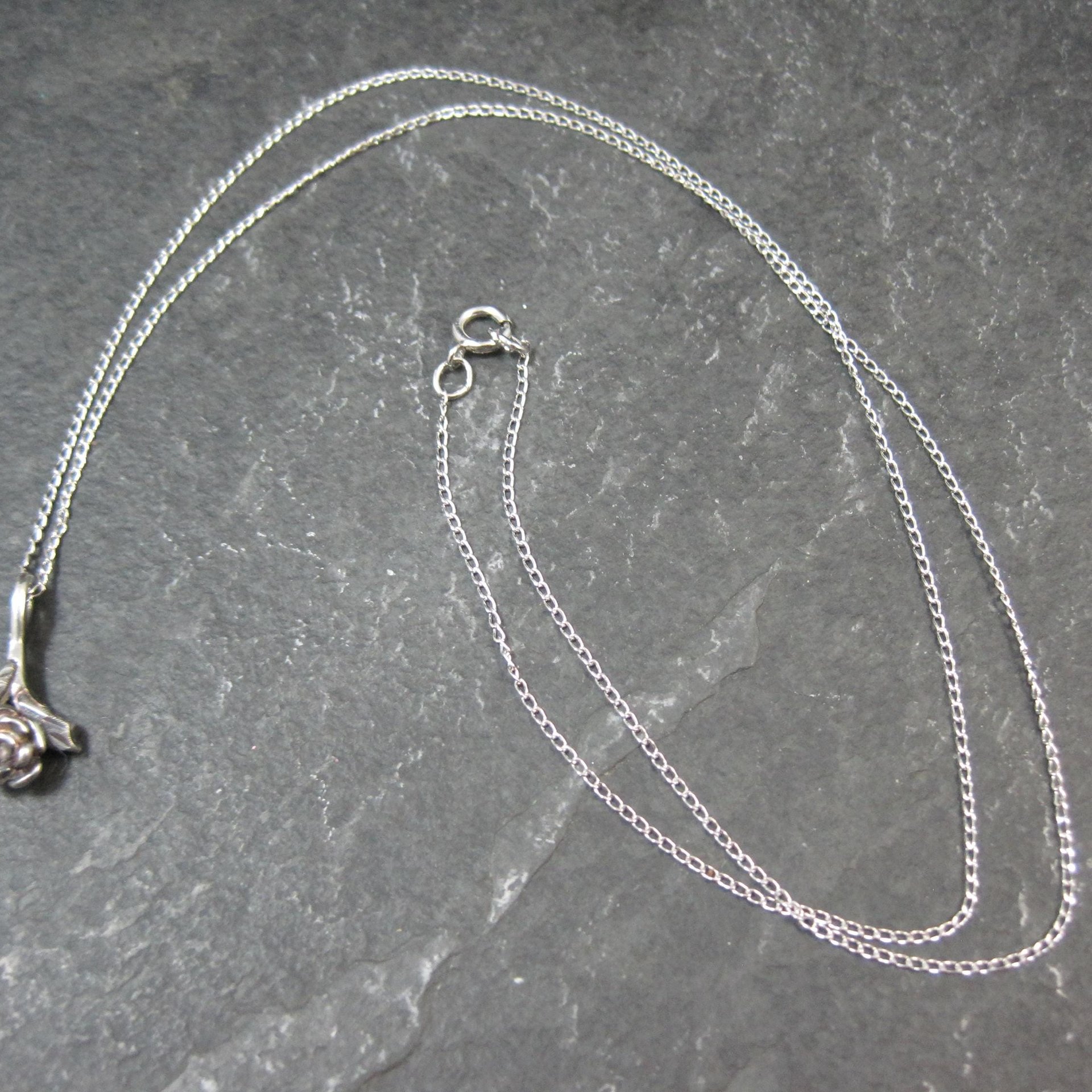 Dainty Black Hills Sterling Rose Pendant Necklace Vintage Silver Ridco