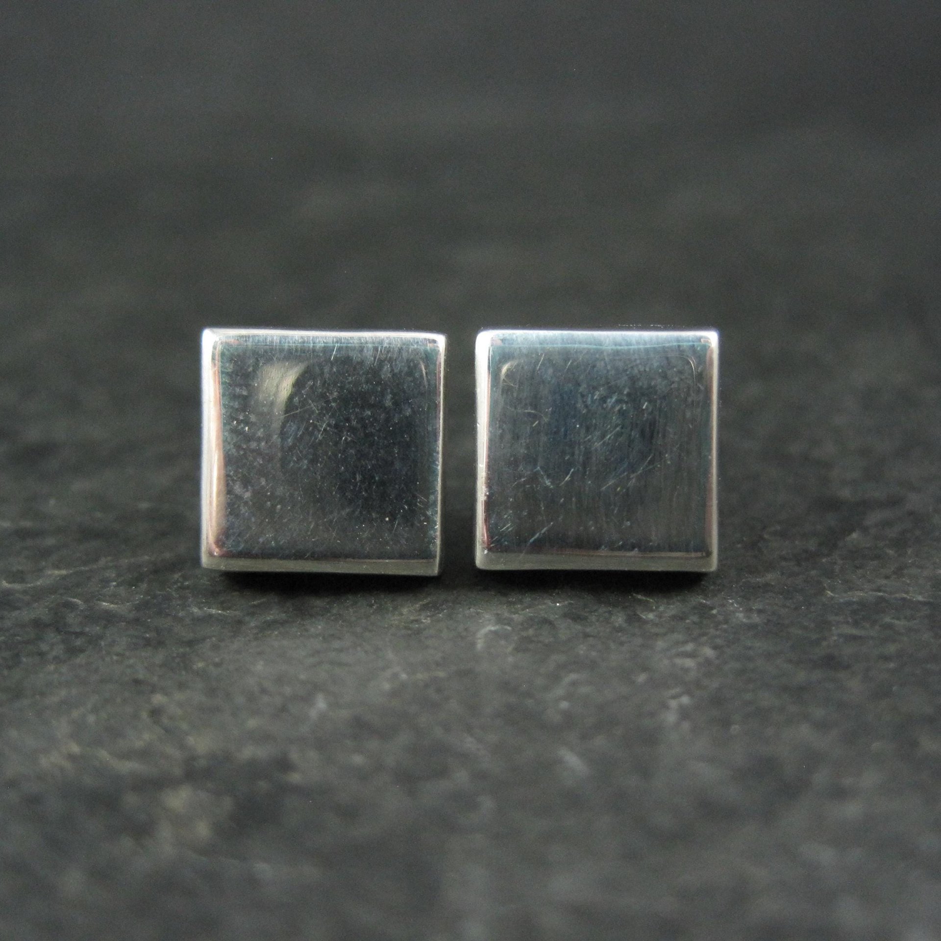 Vintage Sterling Silver Square Earrings 10MM