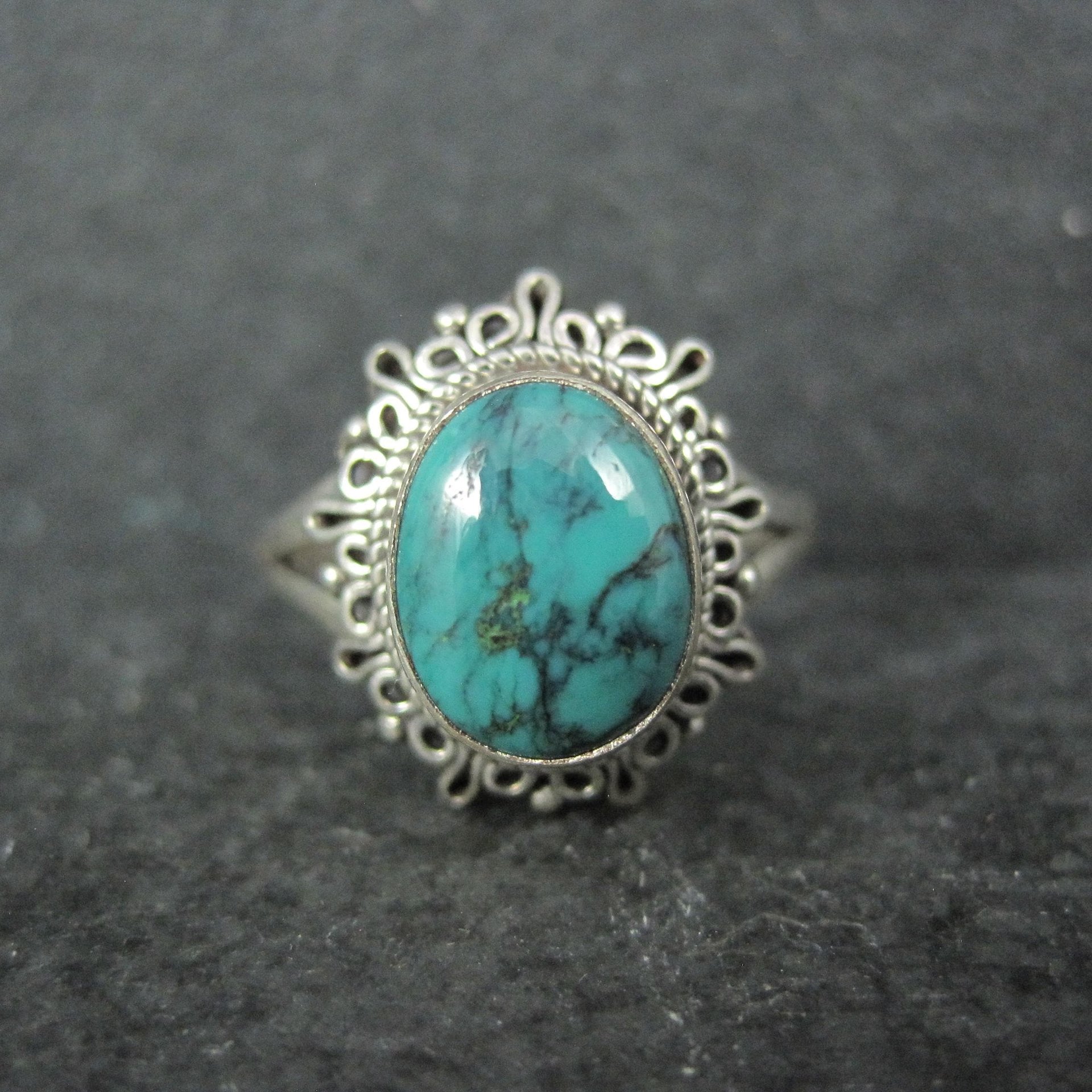 Estate Sterling Turquoise Ring Adjustable