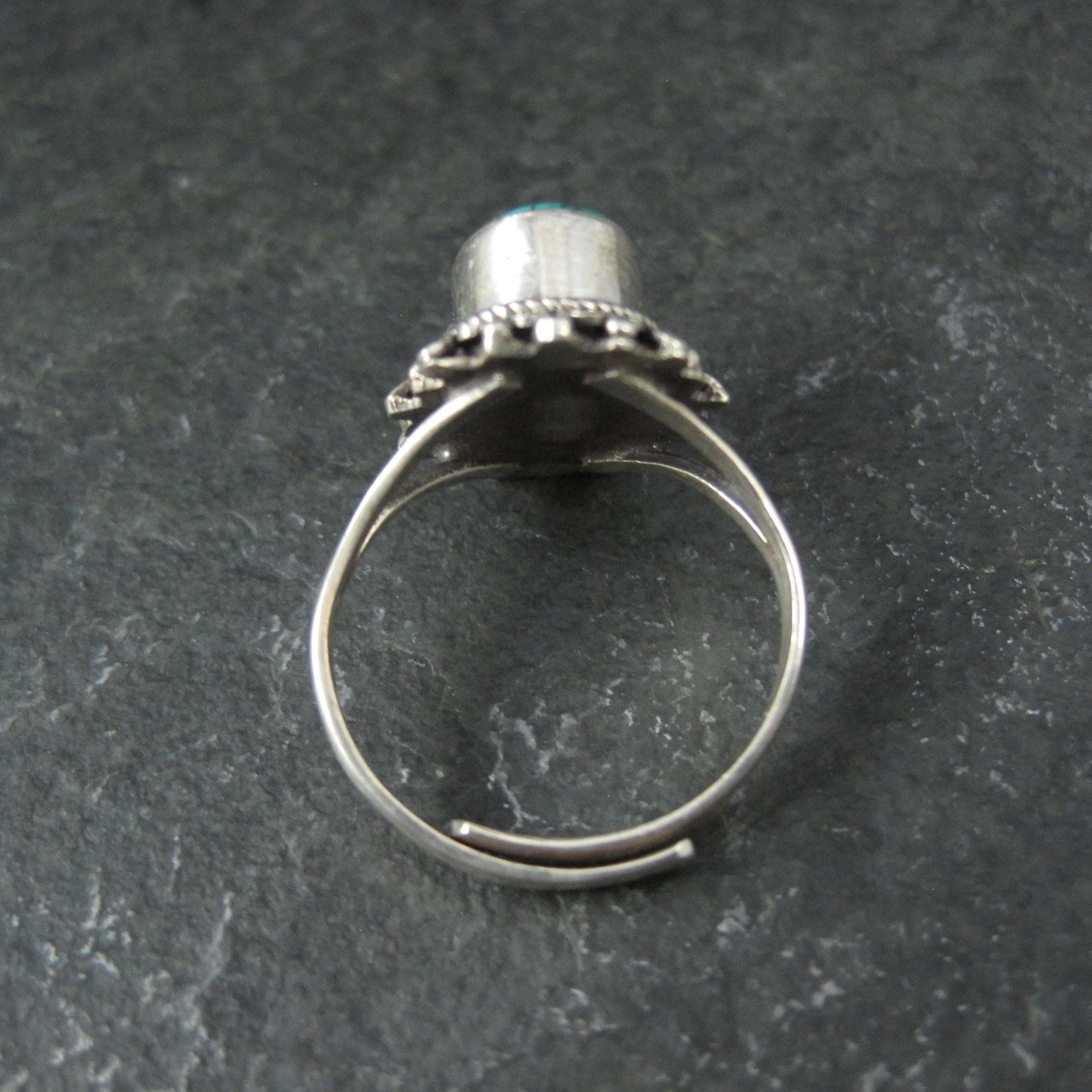Estate Sterling Turquoise Ring Adjustable