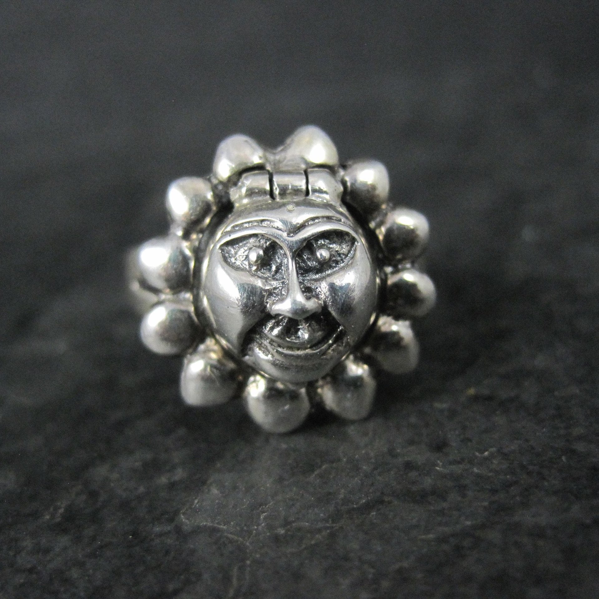 Vintage Sterling Sun Poison Ring Size 7