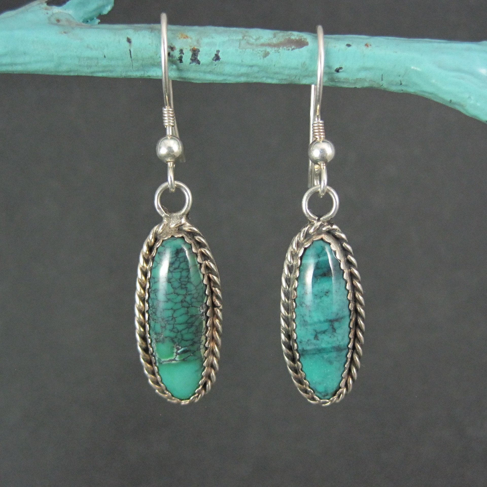 Vintage Turquoise Earrings Navajo Tom Willeto