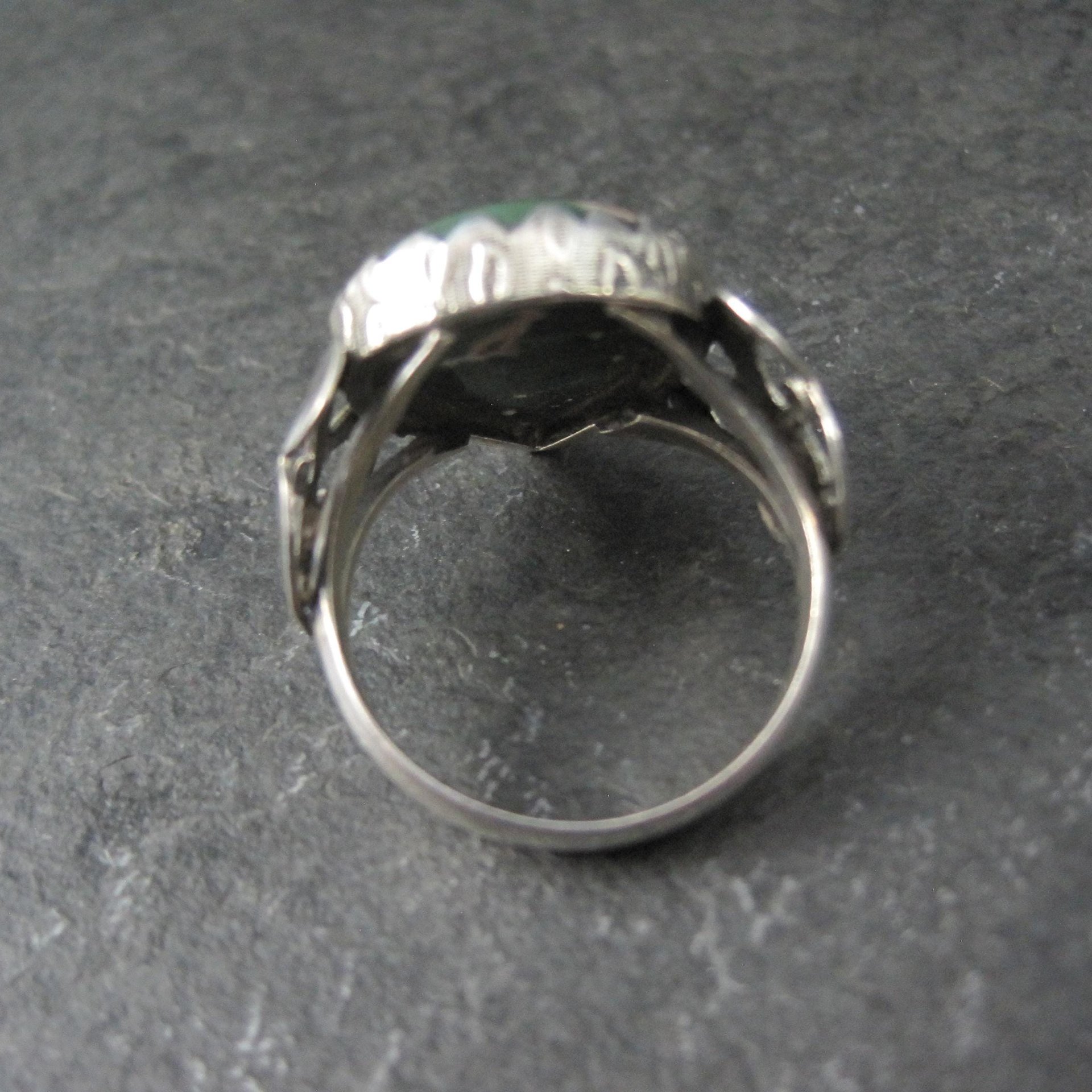 Vintage Sterling Green Ocean Jasper Ring Size 9
