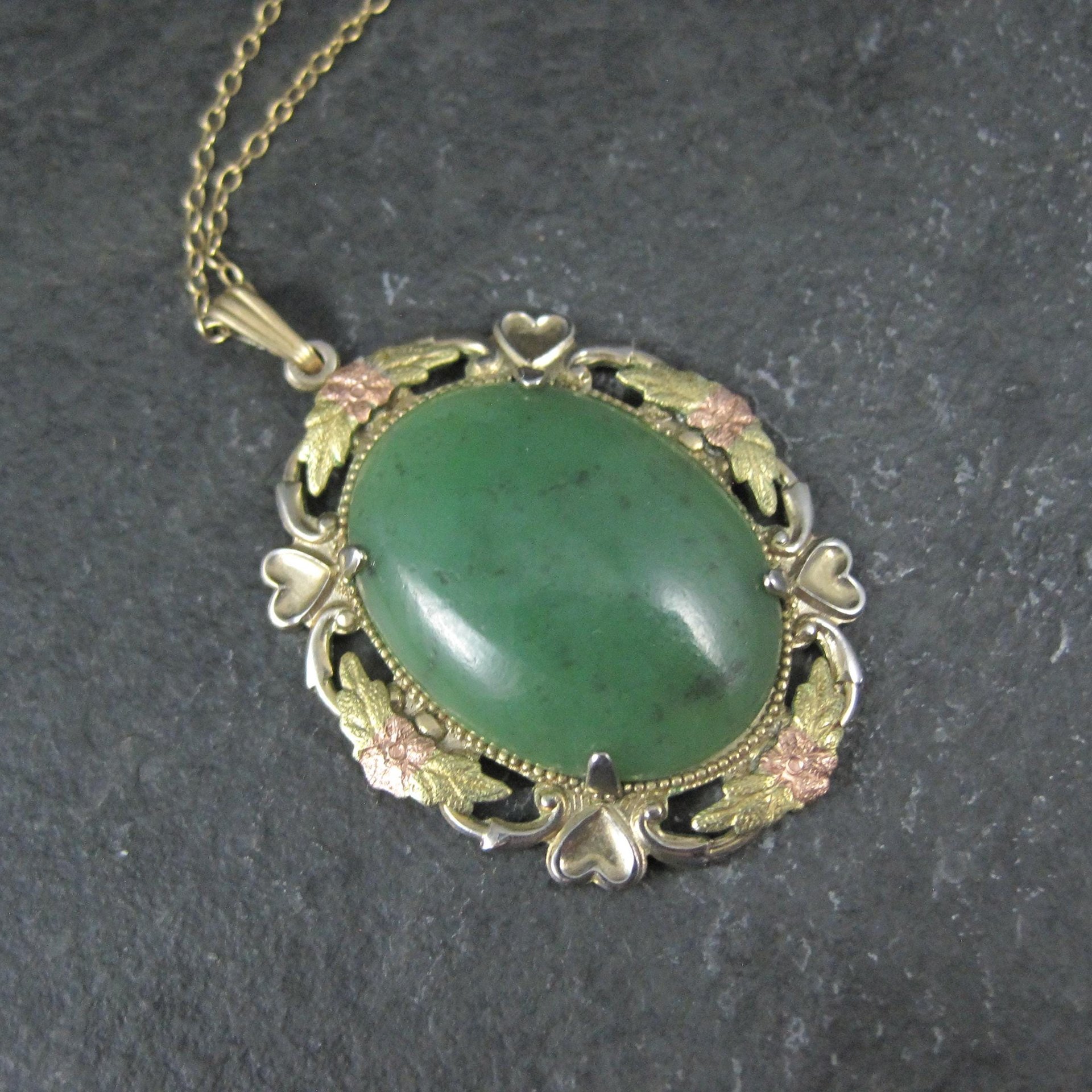Art Deco 12K Gold Filled Jade Pendant Necklace Lester S Peterson Company