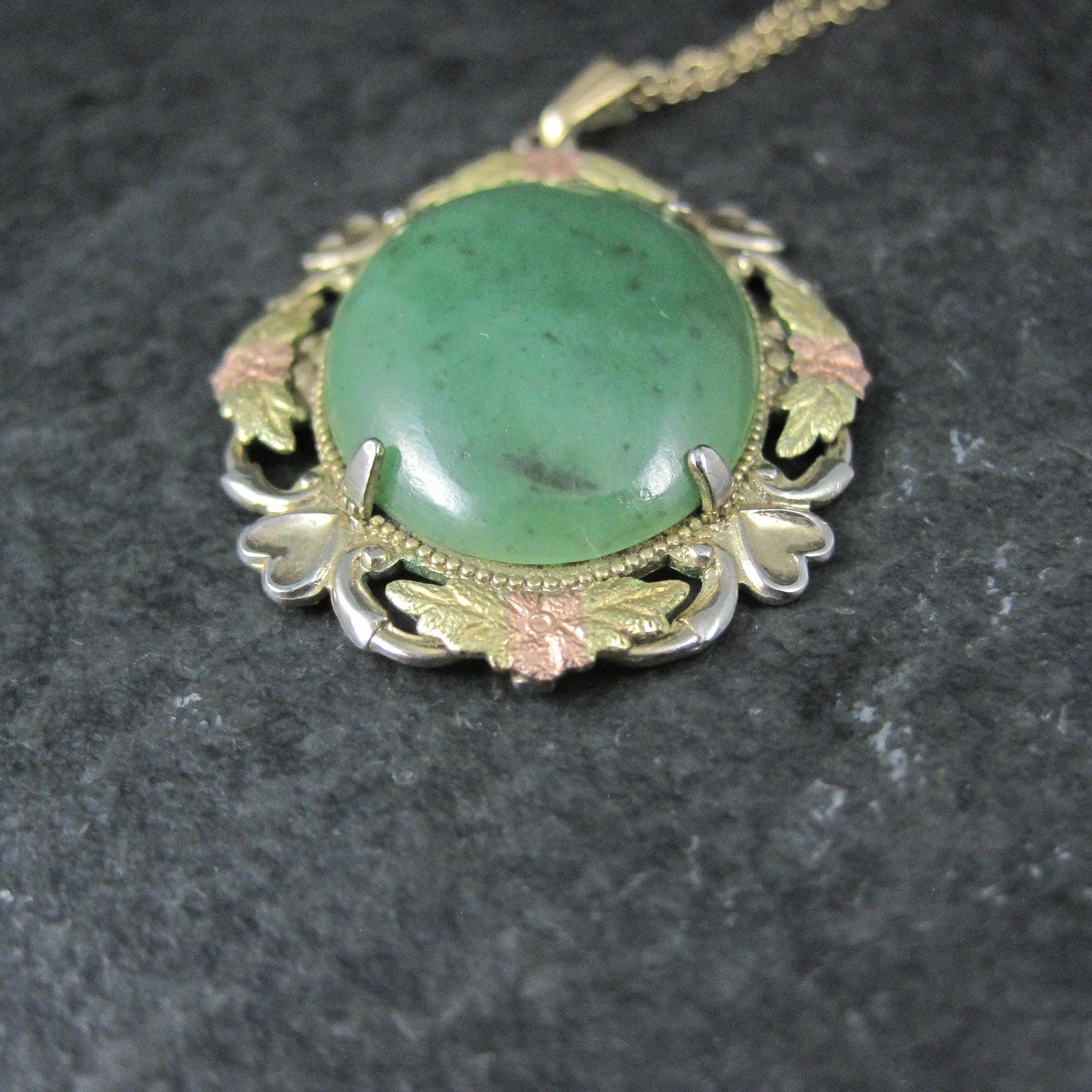 Art Deco 12K Gold Filled Jade Pendant Necklace Lester S Peterson Company
