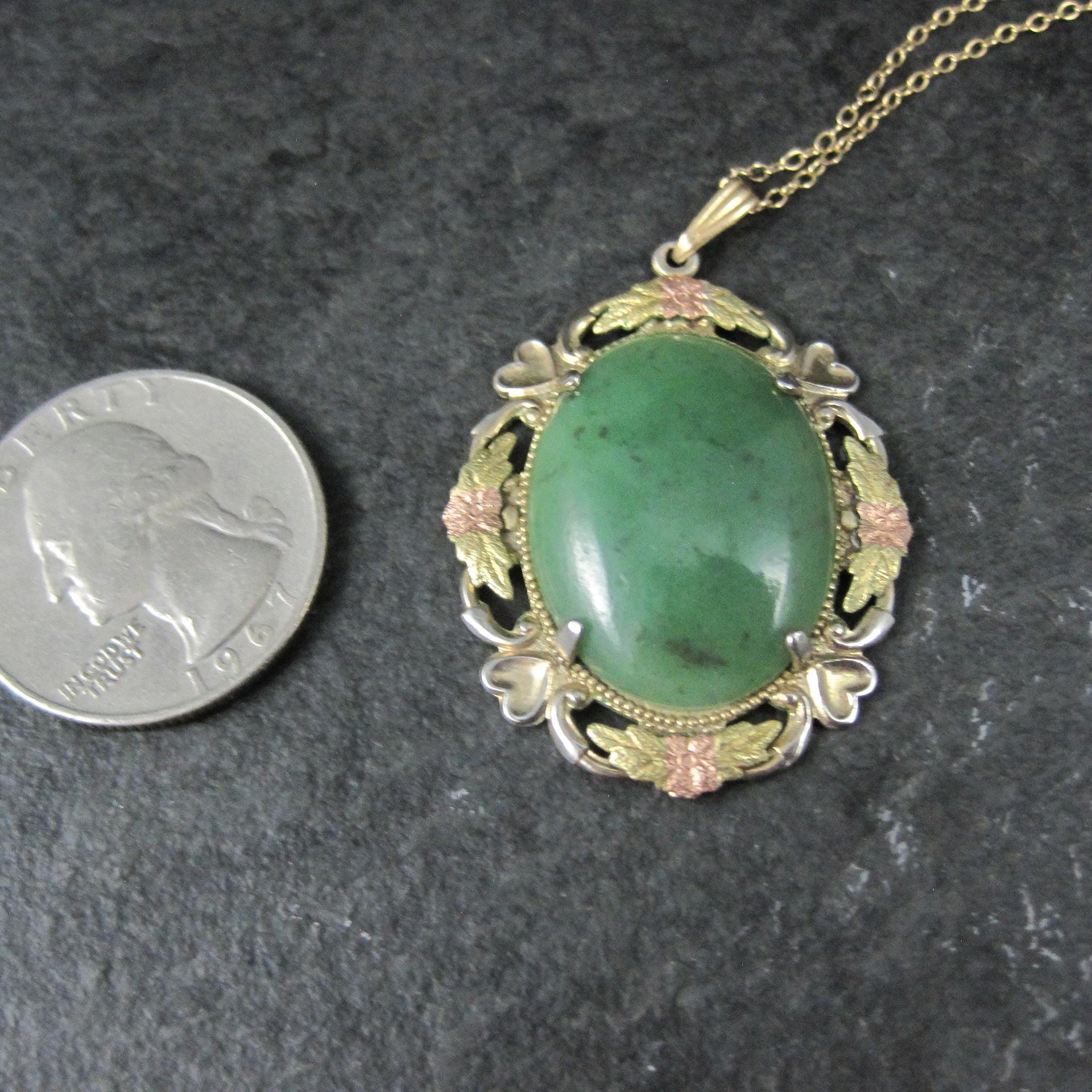 Art Deco 12K Gold Filled Jade Pendant Necklace Lester S Peterson Company