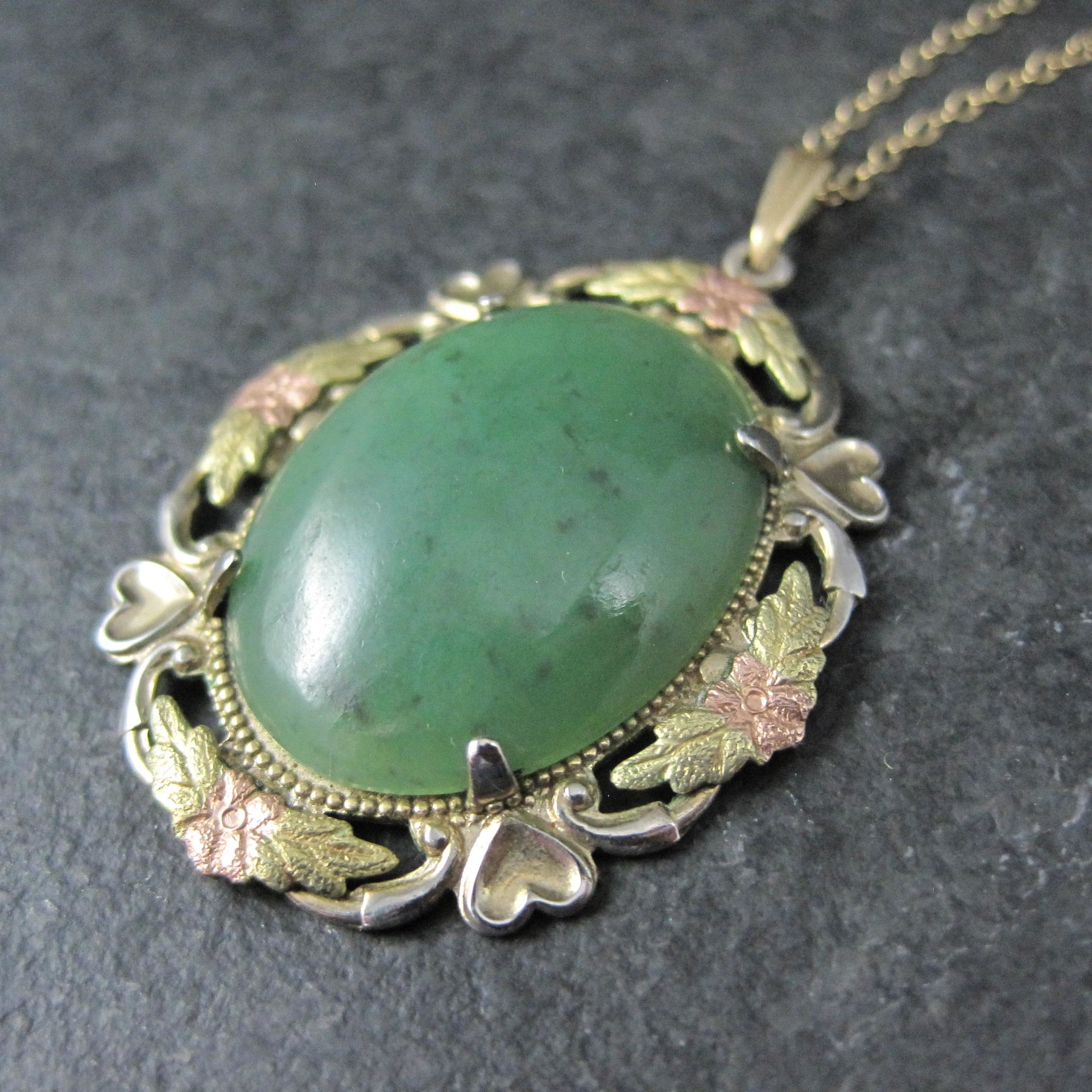 Art Deco 12K Gold Filled Jade Pendant Necklace Lester S Peterson Company