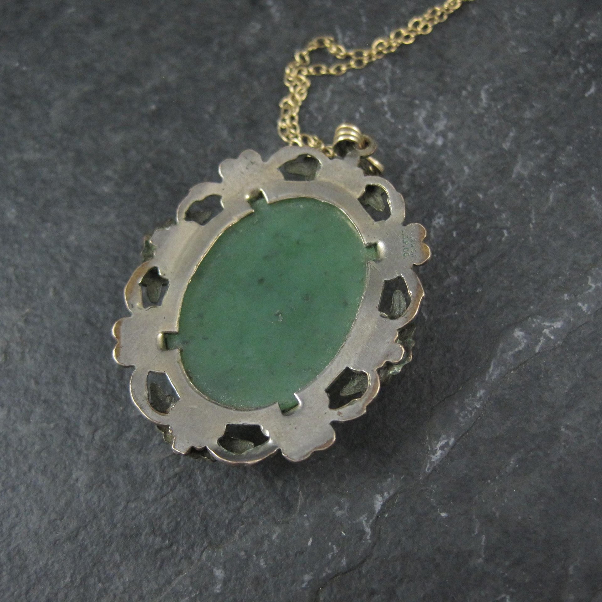 Art Deco 12K Gold Filled Jade Pendant Necklace Lester S Peterson Company