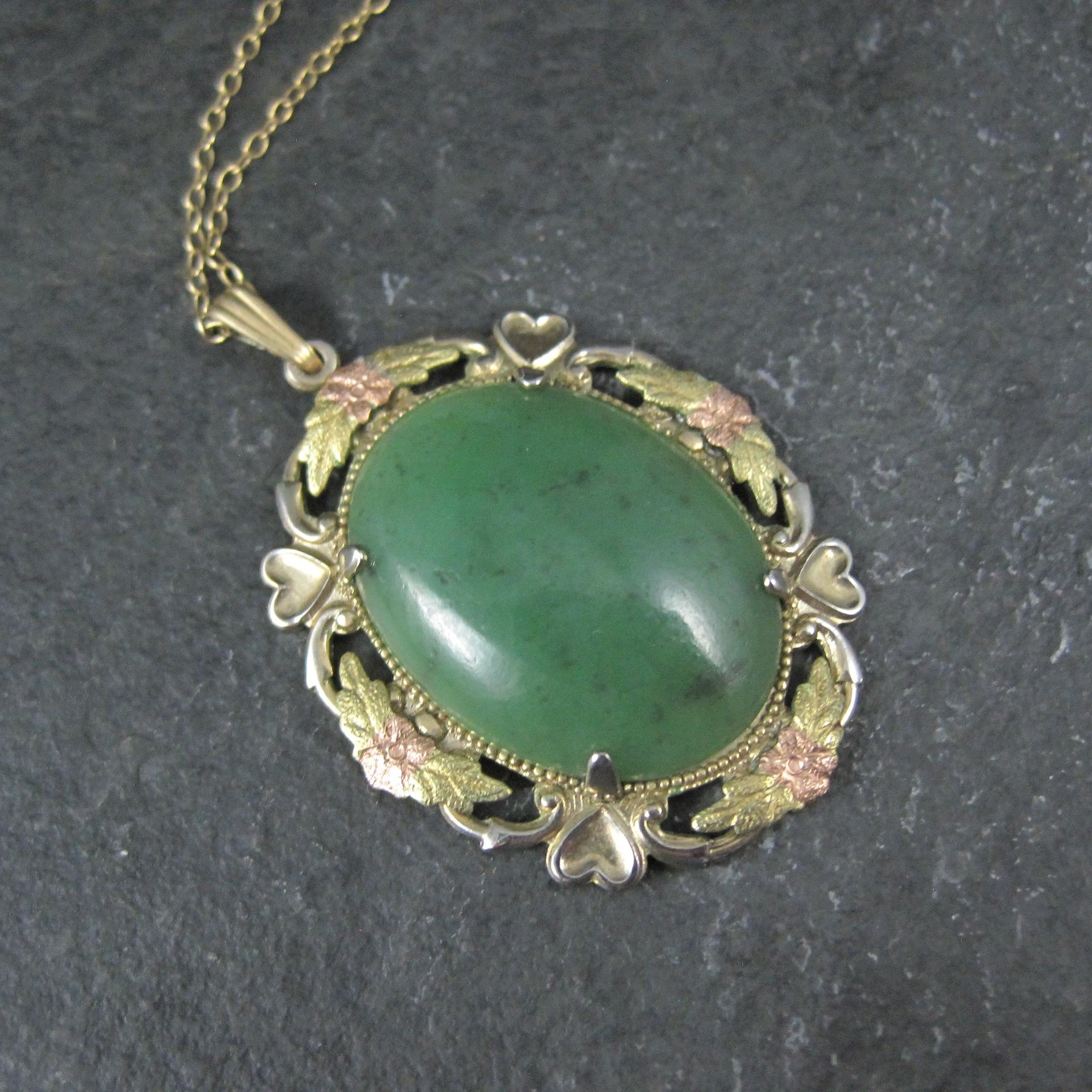 Art Deco 12K Gold Filled Jade Pendant Necklace Lester S Peterson Company