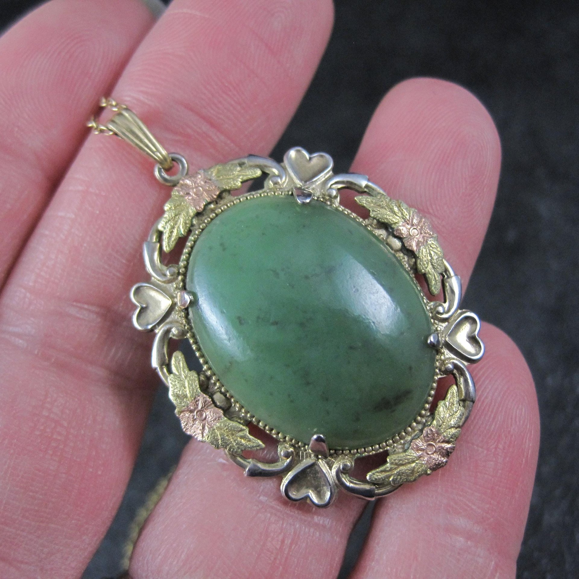 Art Deco 12K Gold Filled Jade Pendant Necklace Lester S Peterson Company