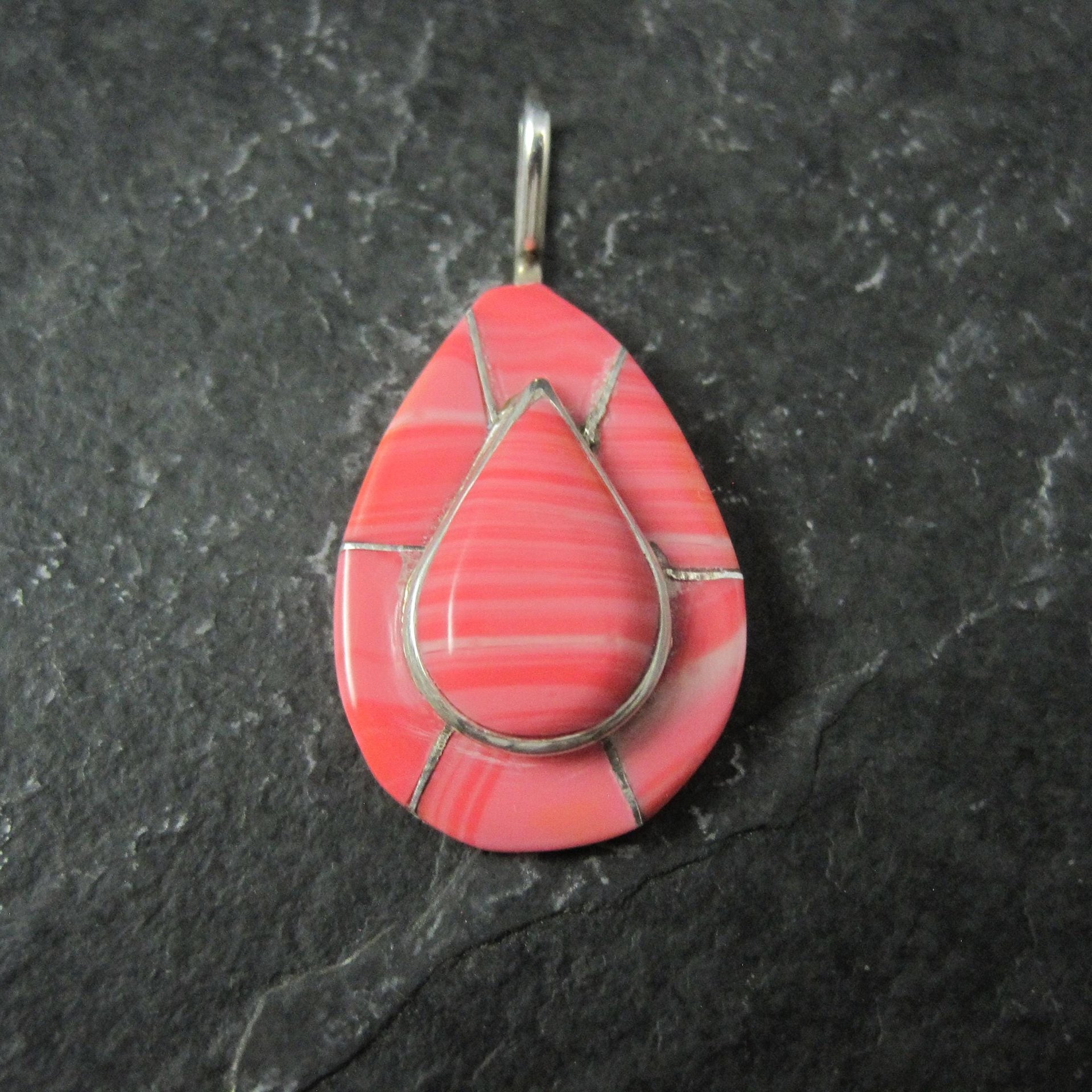 Southwestern Sterling Pink Inlay Pendant