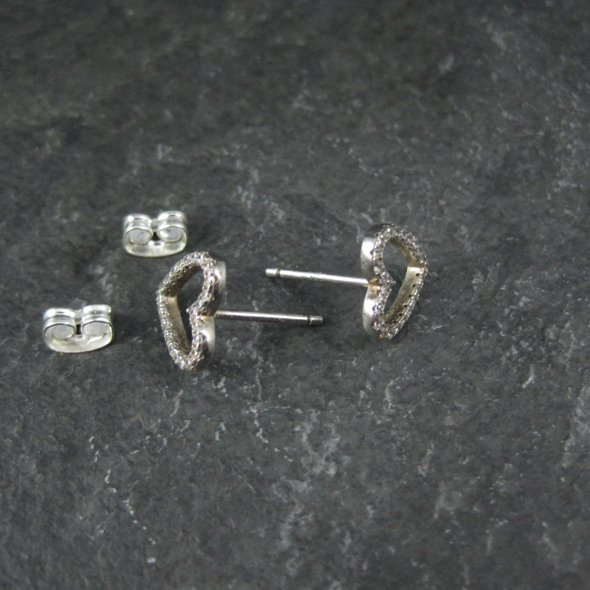 Sterling Silver Cz Heart Earrings