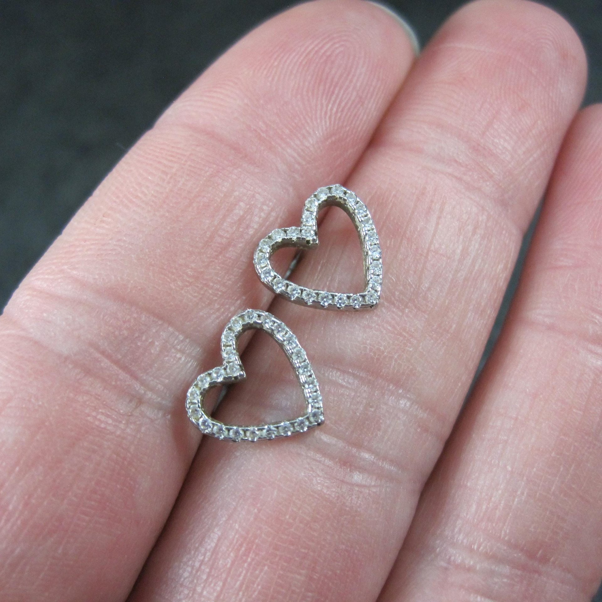 Sterling Silver Cz Heart Earrings
