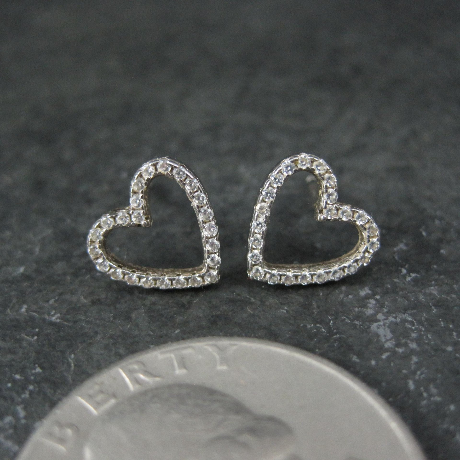 Sterling Silver Cz Heart Earrings