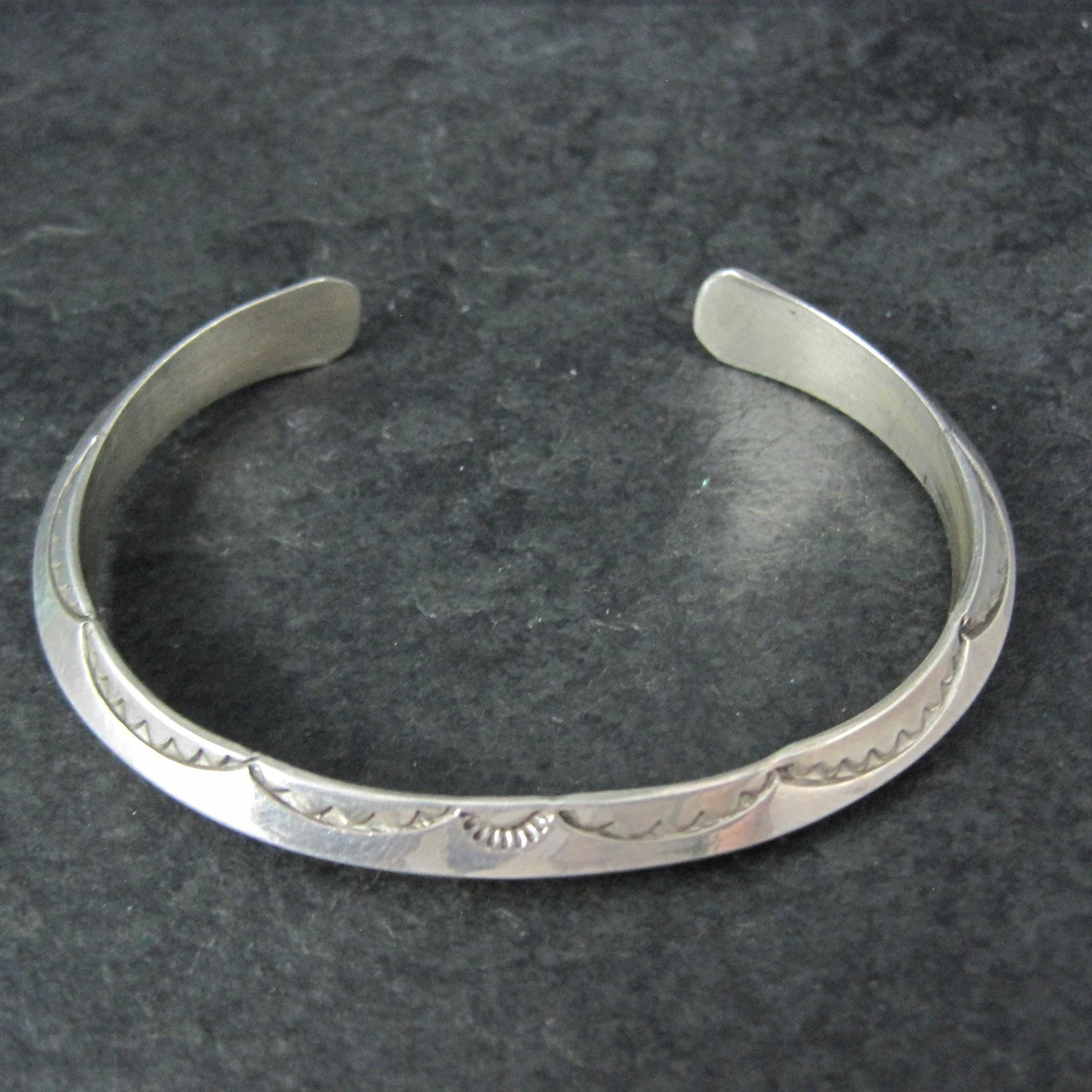 Southwestern Sterling Carinated Cuff Bracelet Tahe 6.75 Inches