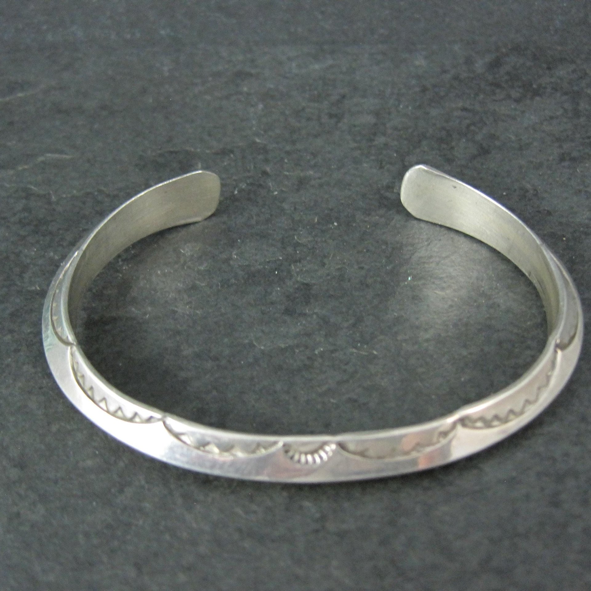 Southwestern Sterling Carinated Cuff Bracelet Tahe 6.75 Inches