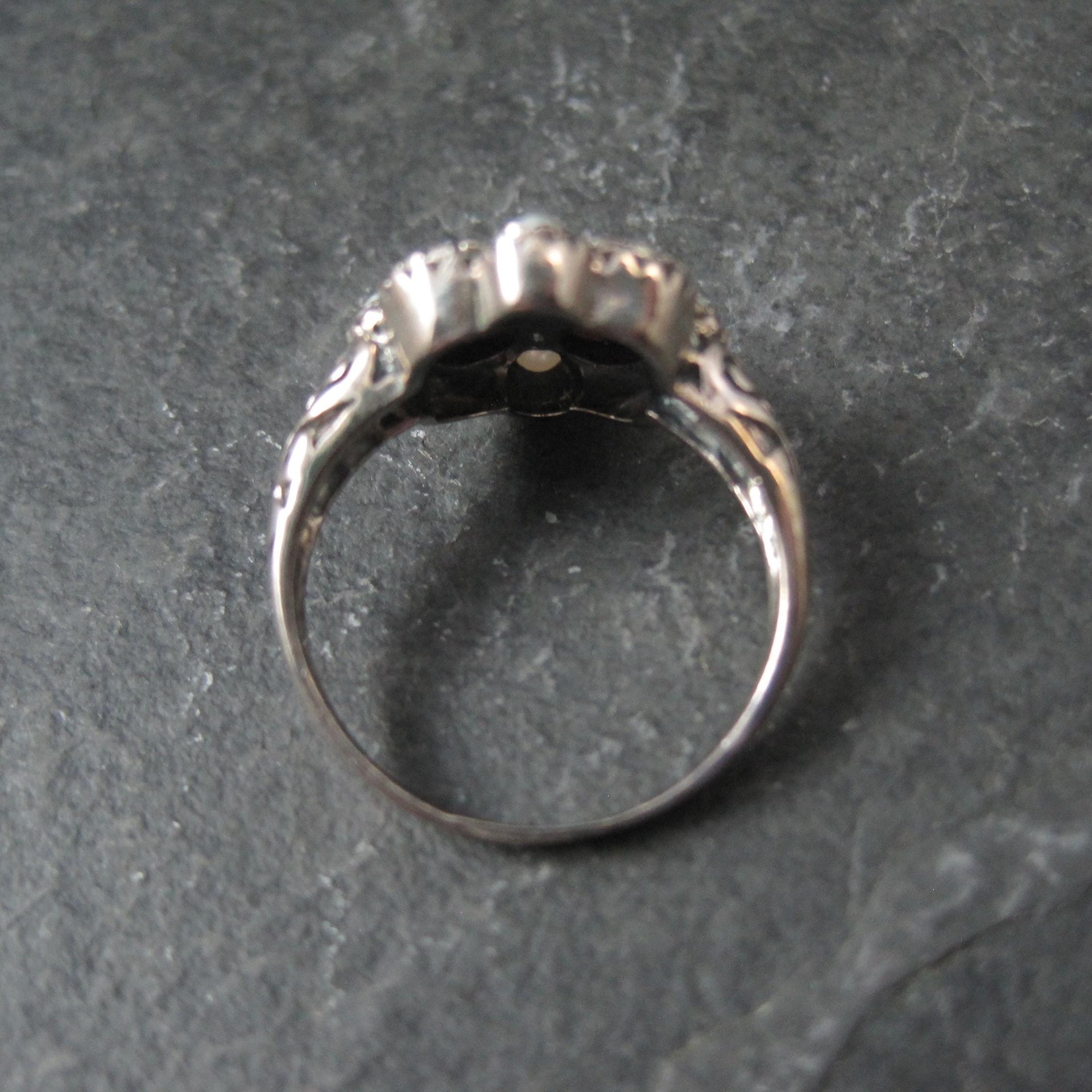 Opal and Seed Pearl Ring Size 5.5 Art Deco Style Sterling Silver