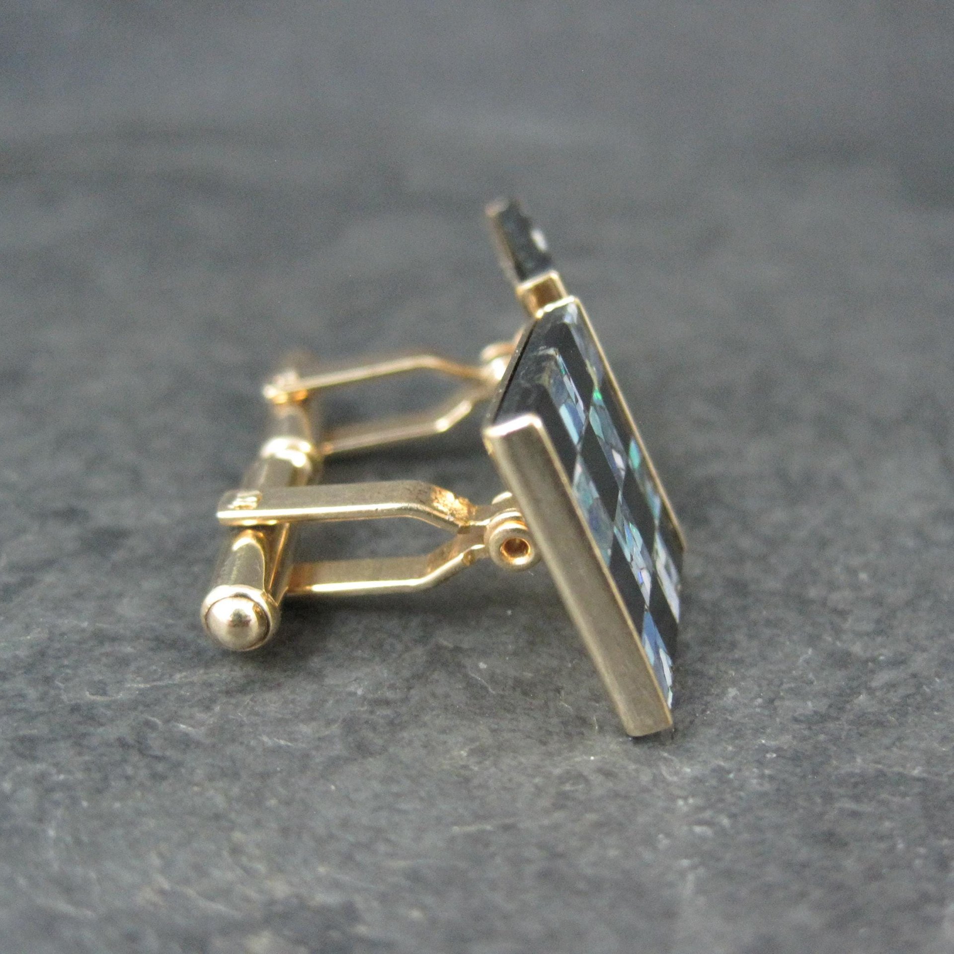 Vintage Opal and Onyx Inlaid Cufflinks