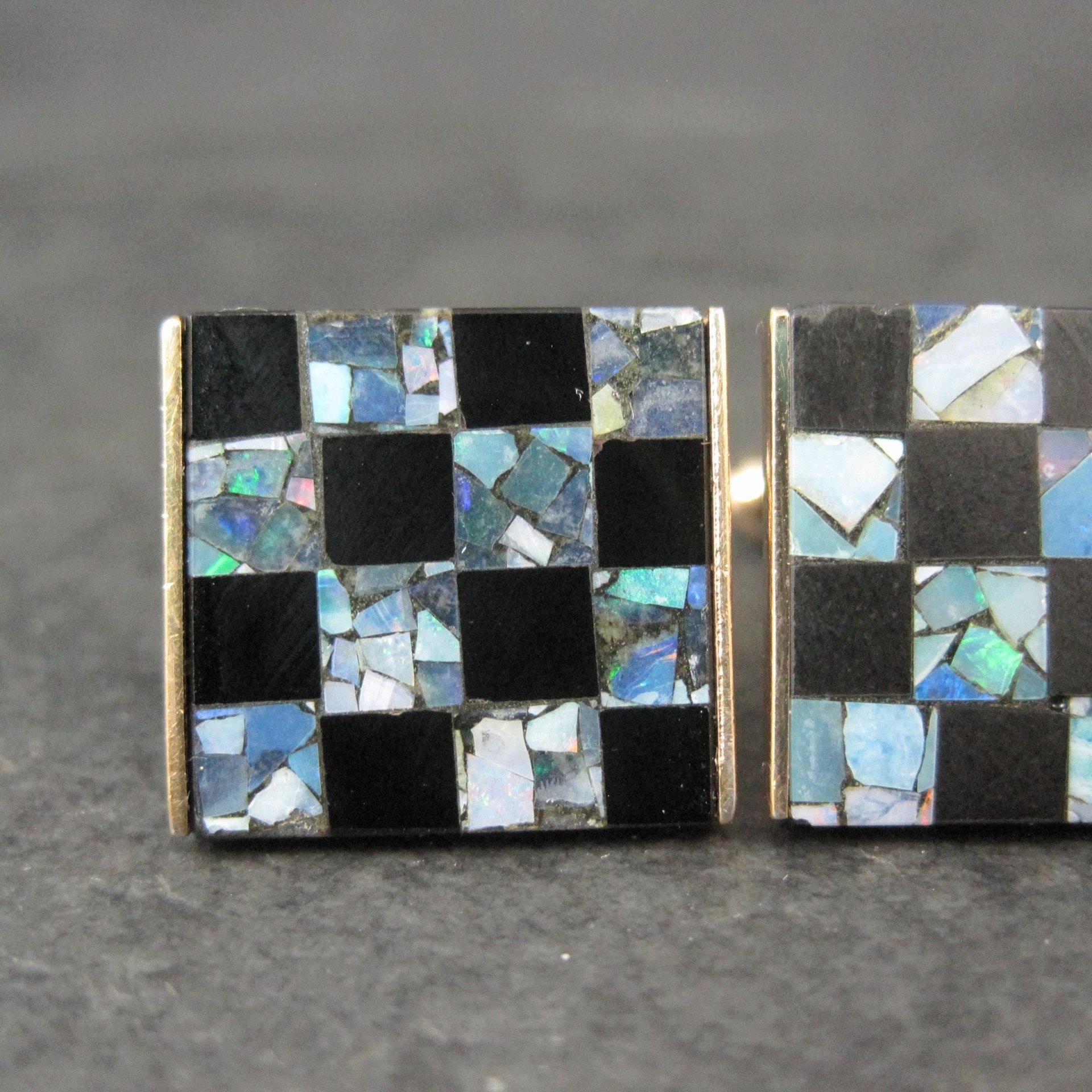 Vintage Opal and Onyx Inlaid Cufflinks