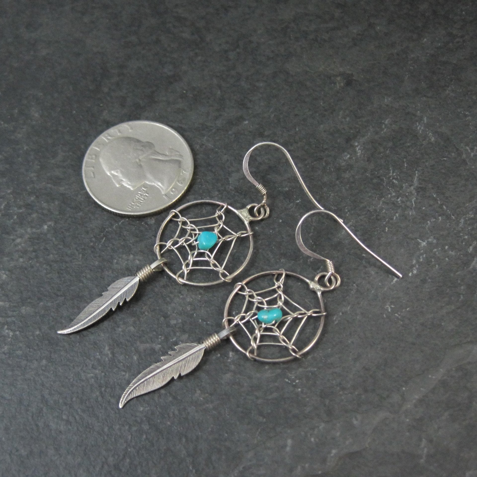 Vintage Dreamcatcher Earrings Sterling Silver