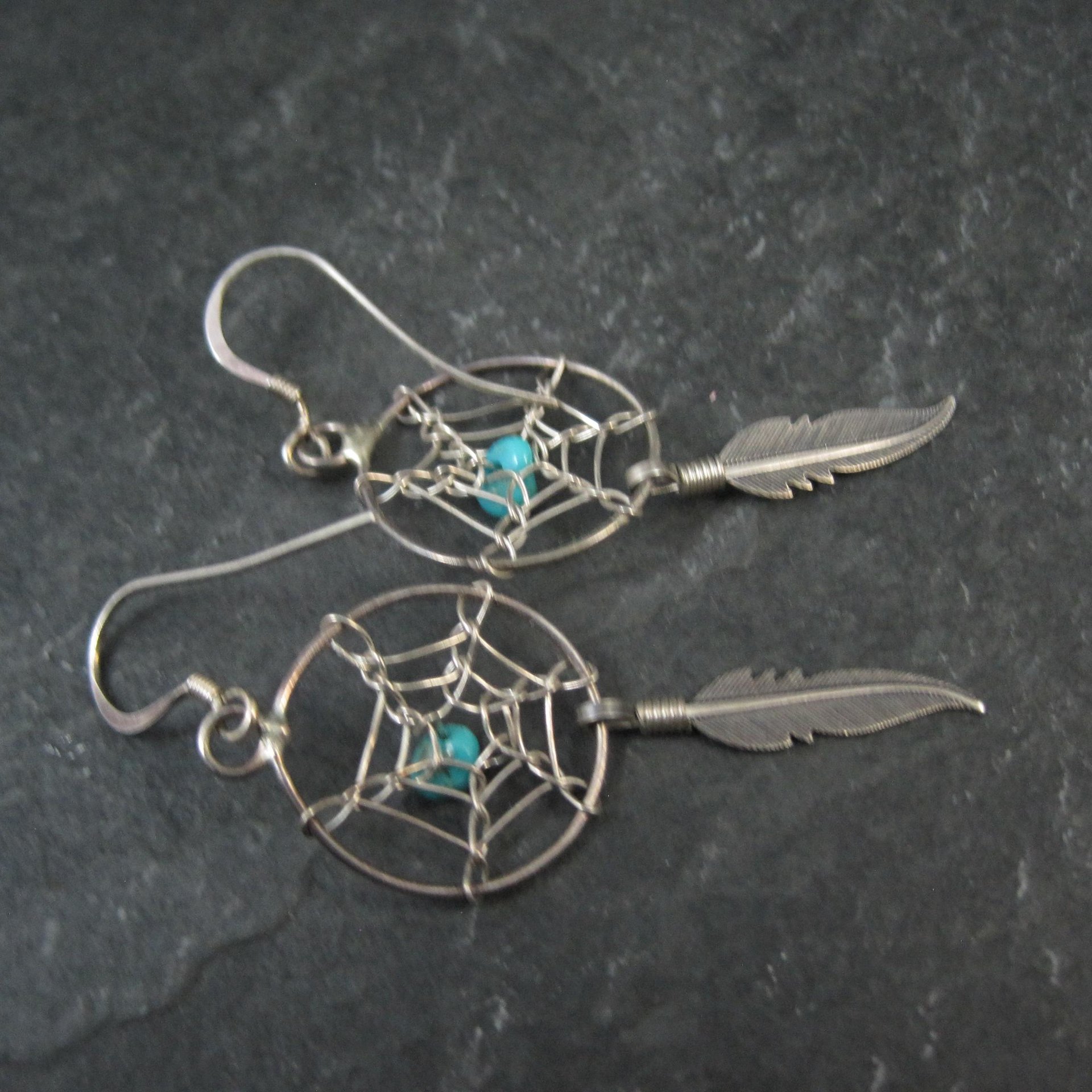 Vintage Dreamcatcher Earrings Sterling Silver