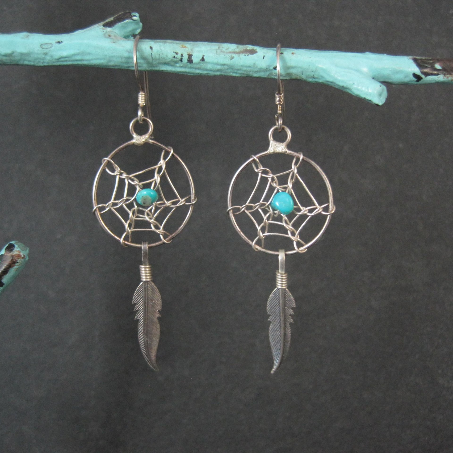 Vintage Dreamcatcher Earrings Sterling Silver
