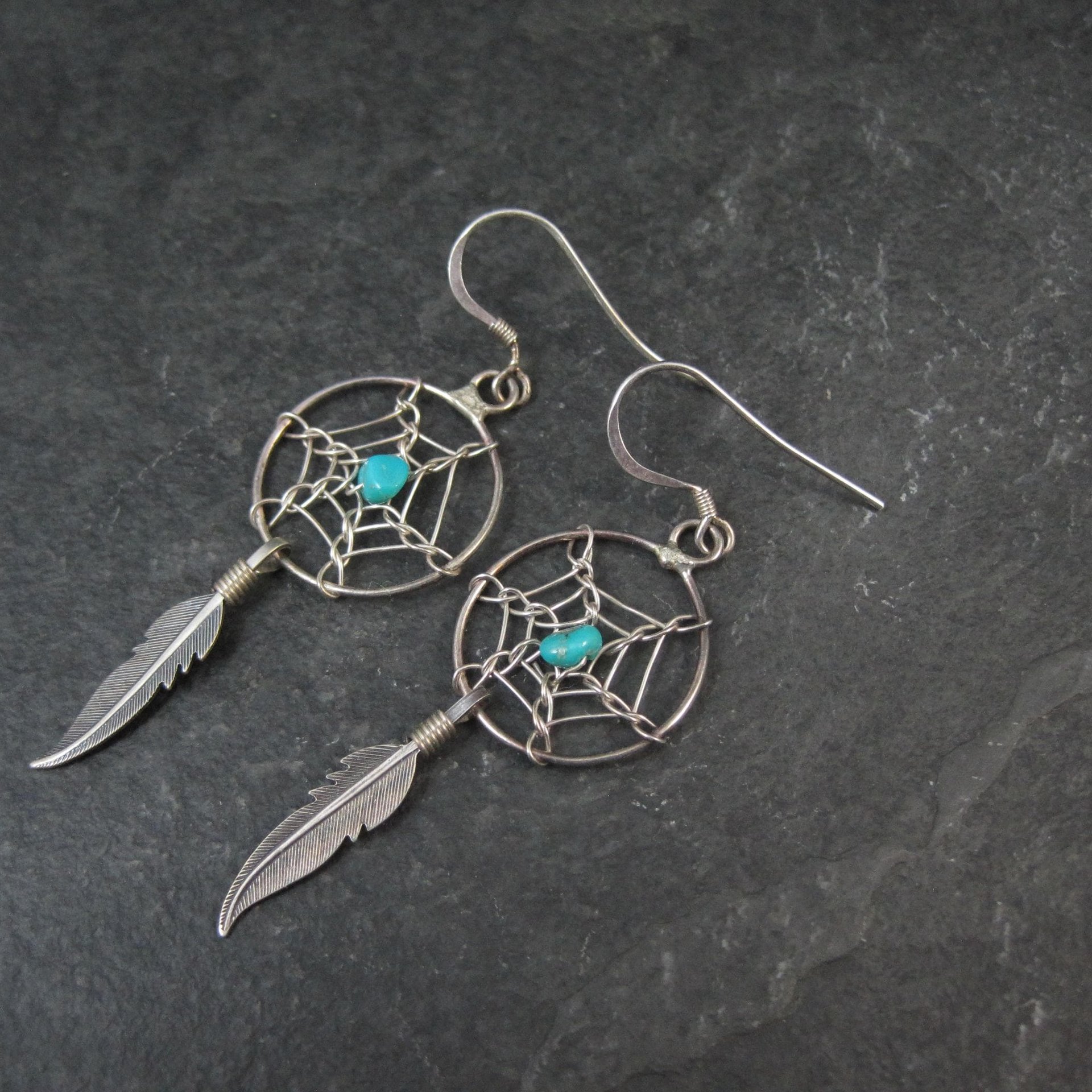 Vintage Dreamcatcher Earrings Sterling Silver