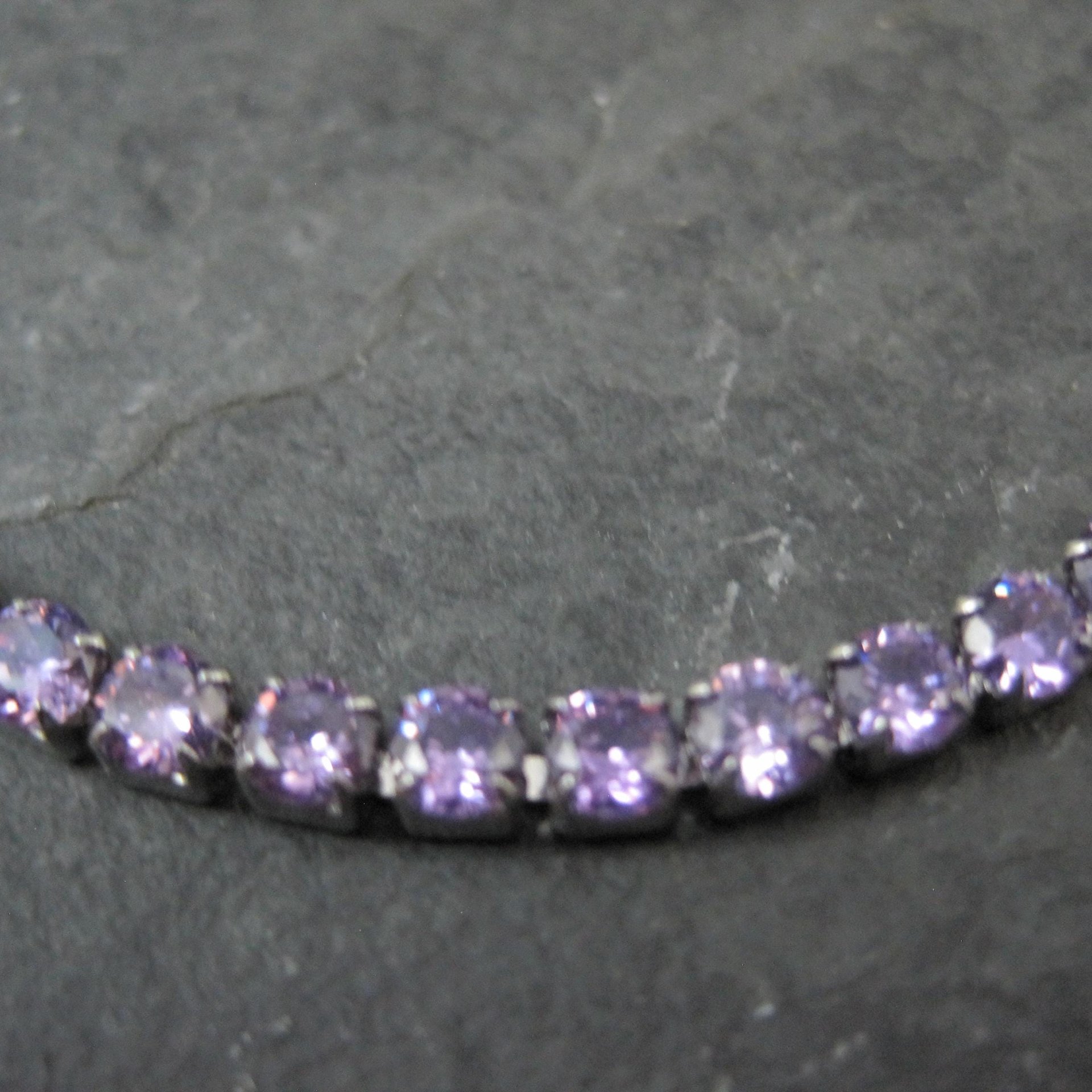 Estate Stainless Steel Purple Cz Tennis Bracelet 7-10"