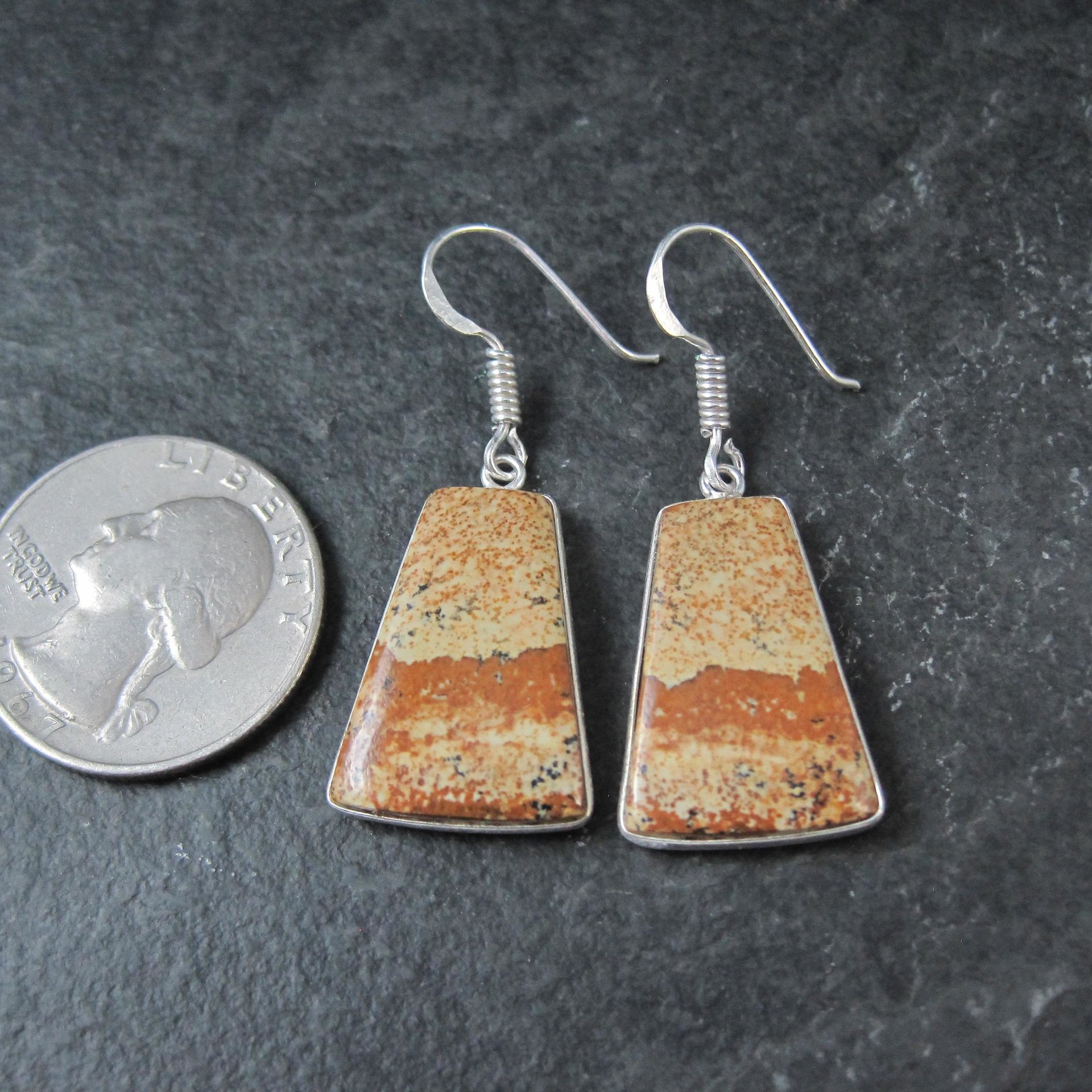Simple Jasper Earrings Sterling Silver