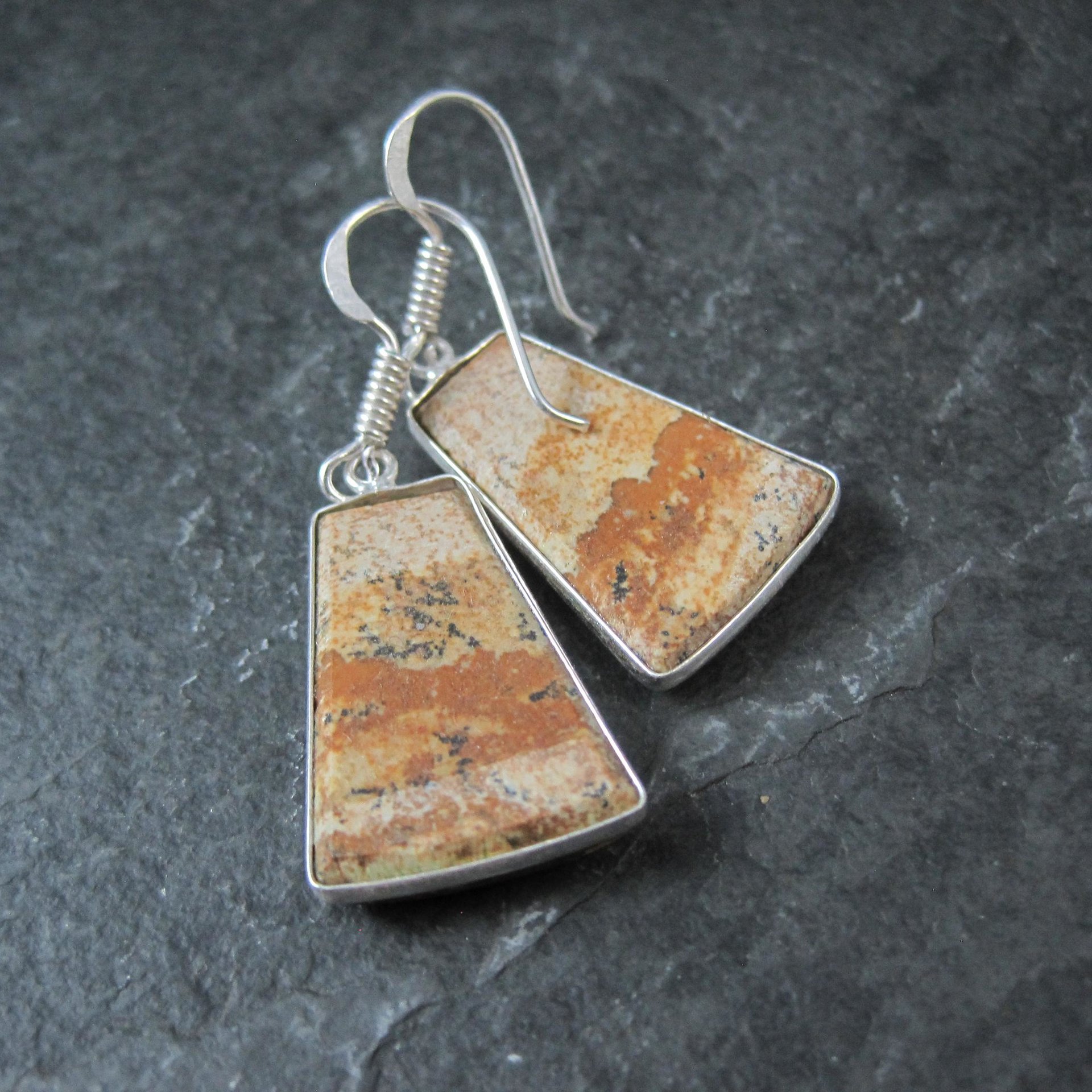 Simple Jasper Earrings Sterling Silver