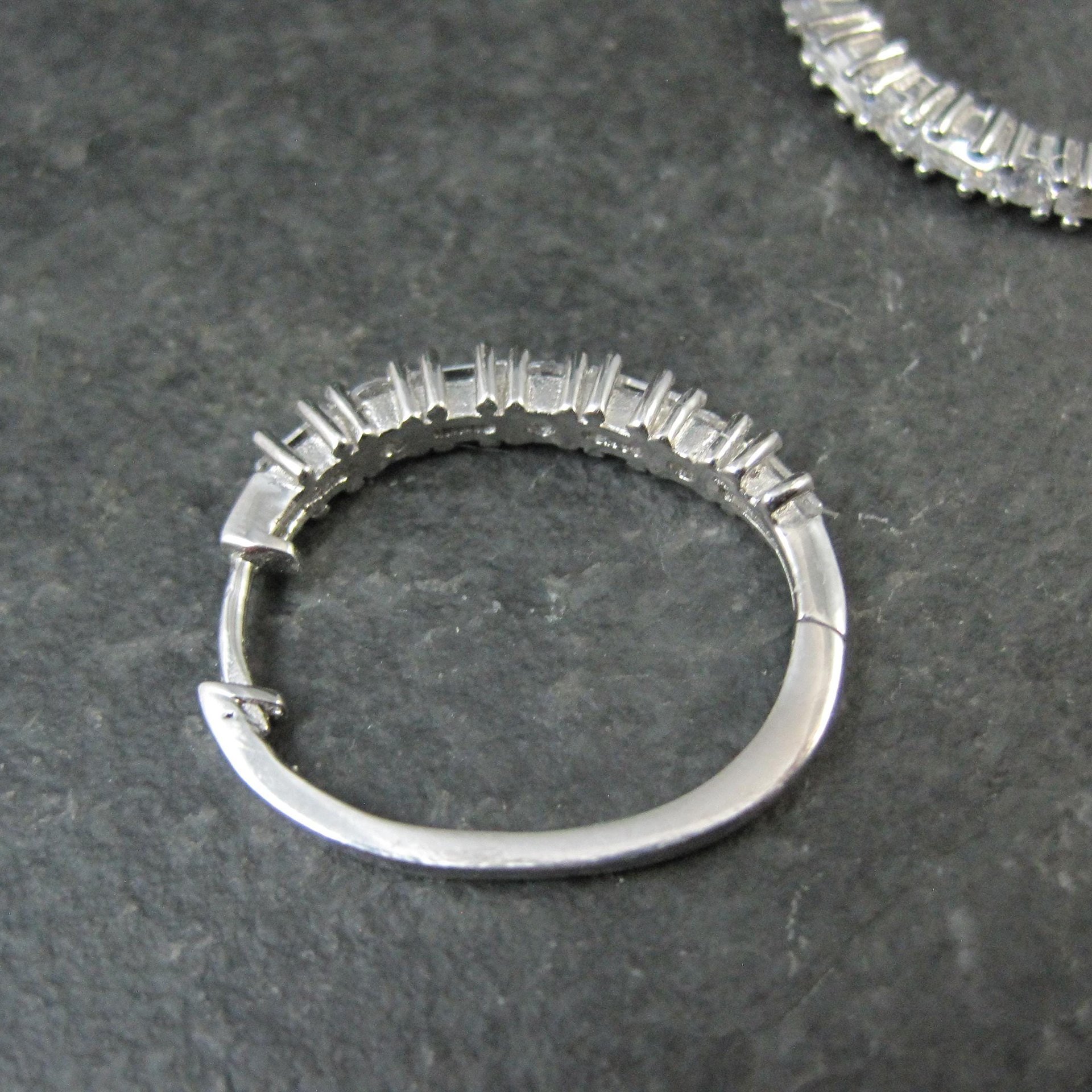 Estate Sterling Cubic Zirconia Latch Hoop Earrings